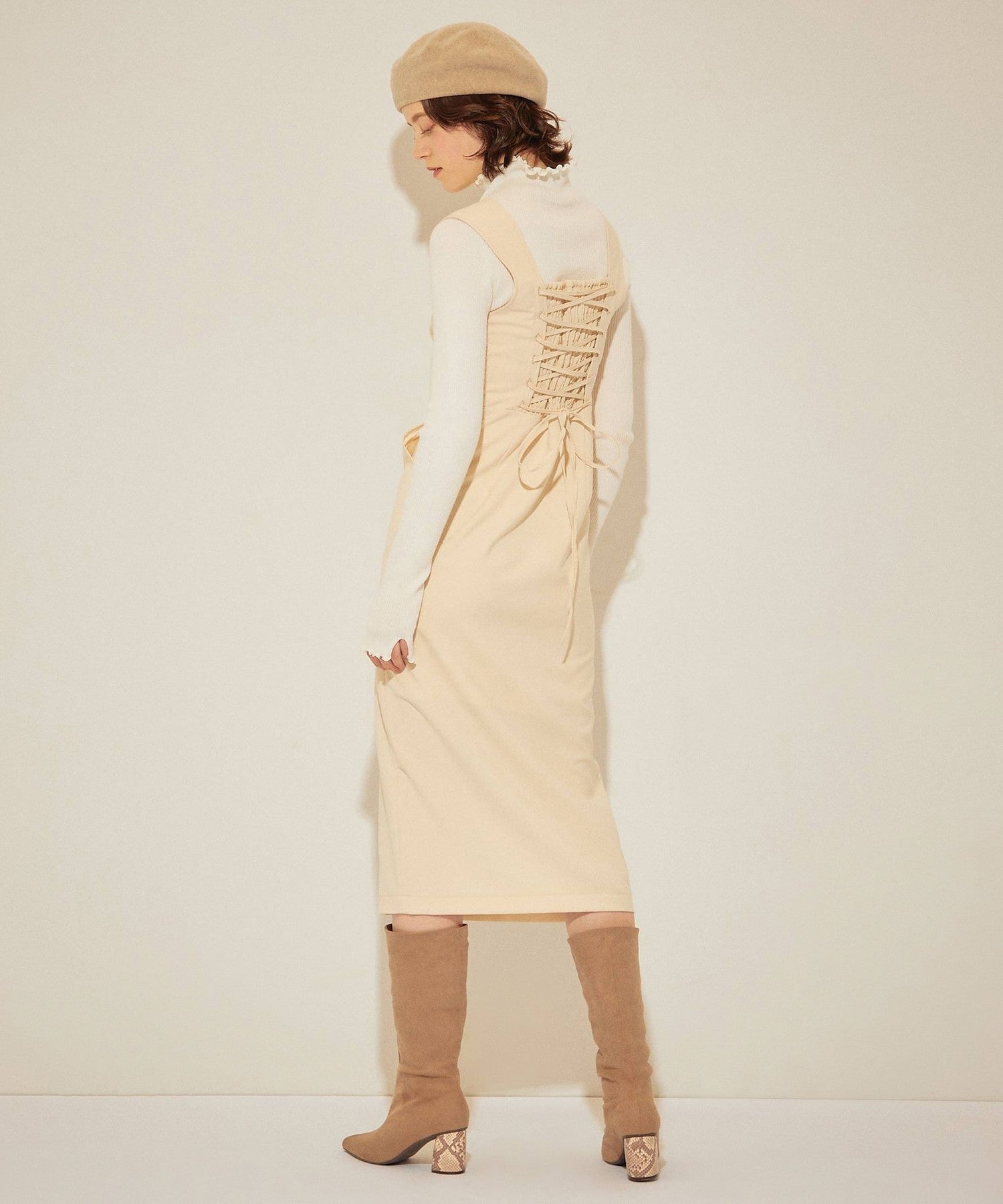 Back lace-up jumper skirt