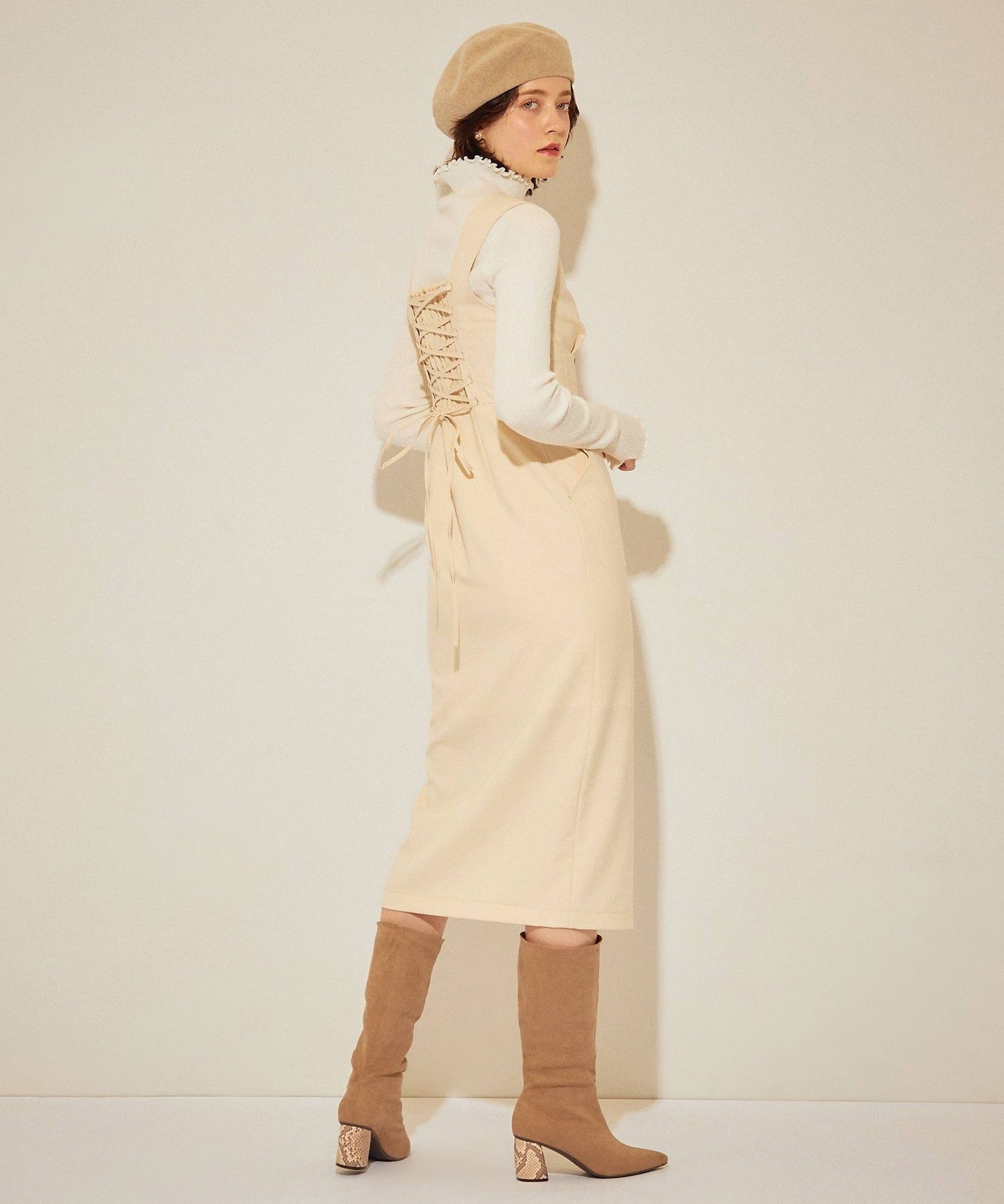 Back lace-up jumper skirt