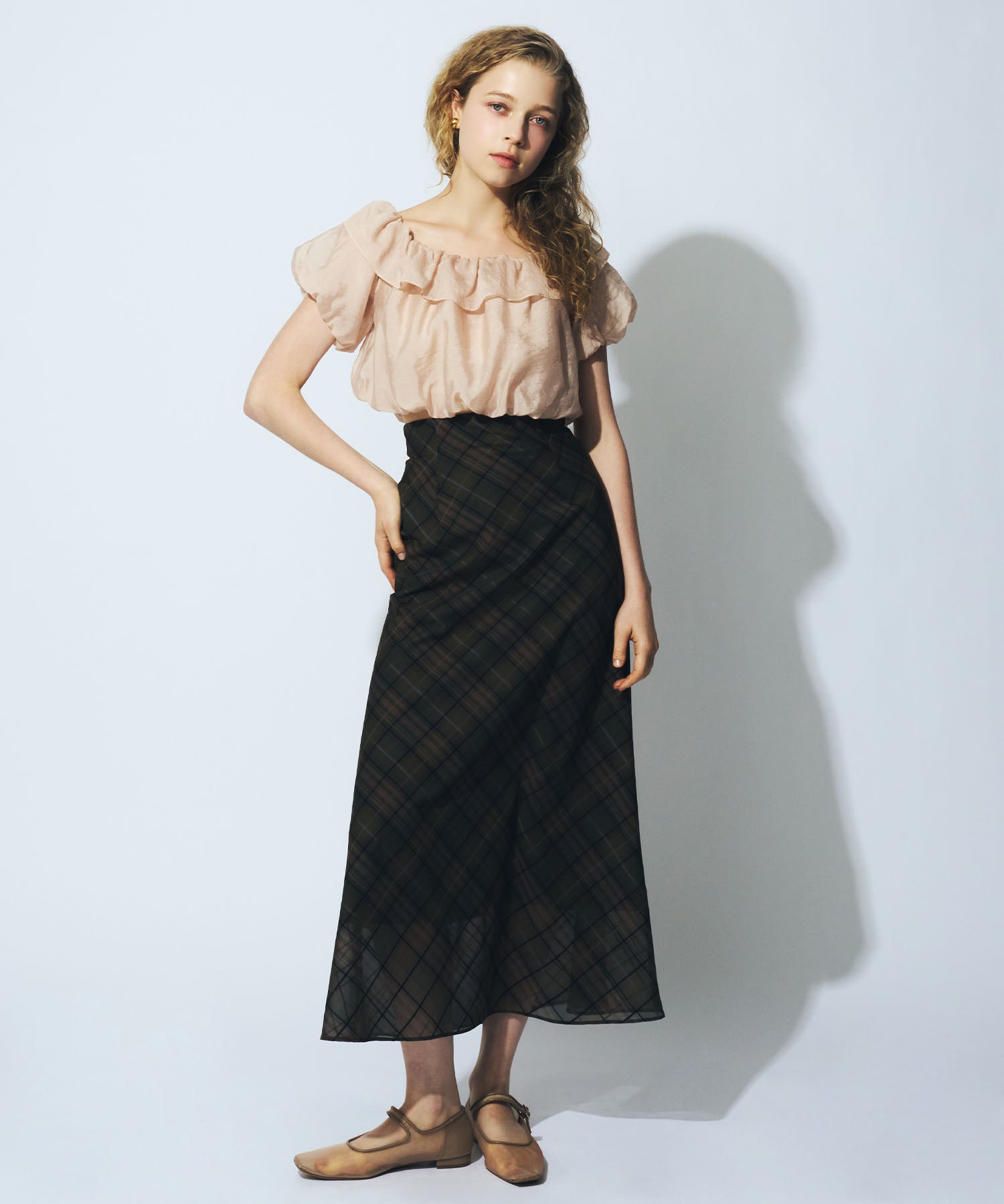 【予約】シアーチェックバイヤススカート