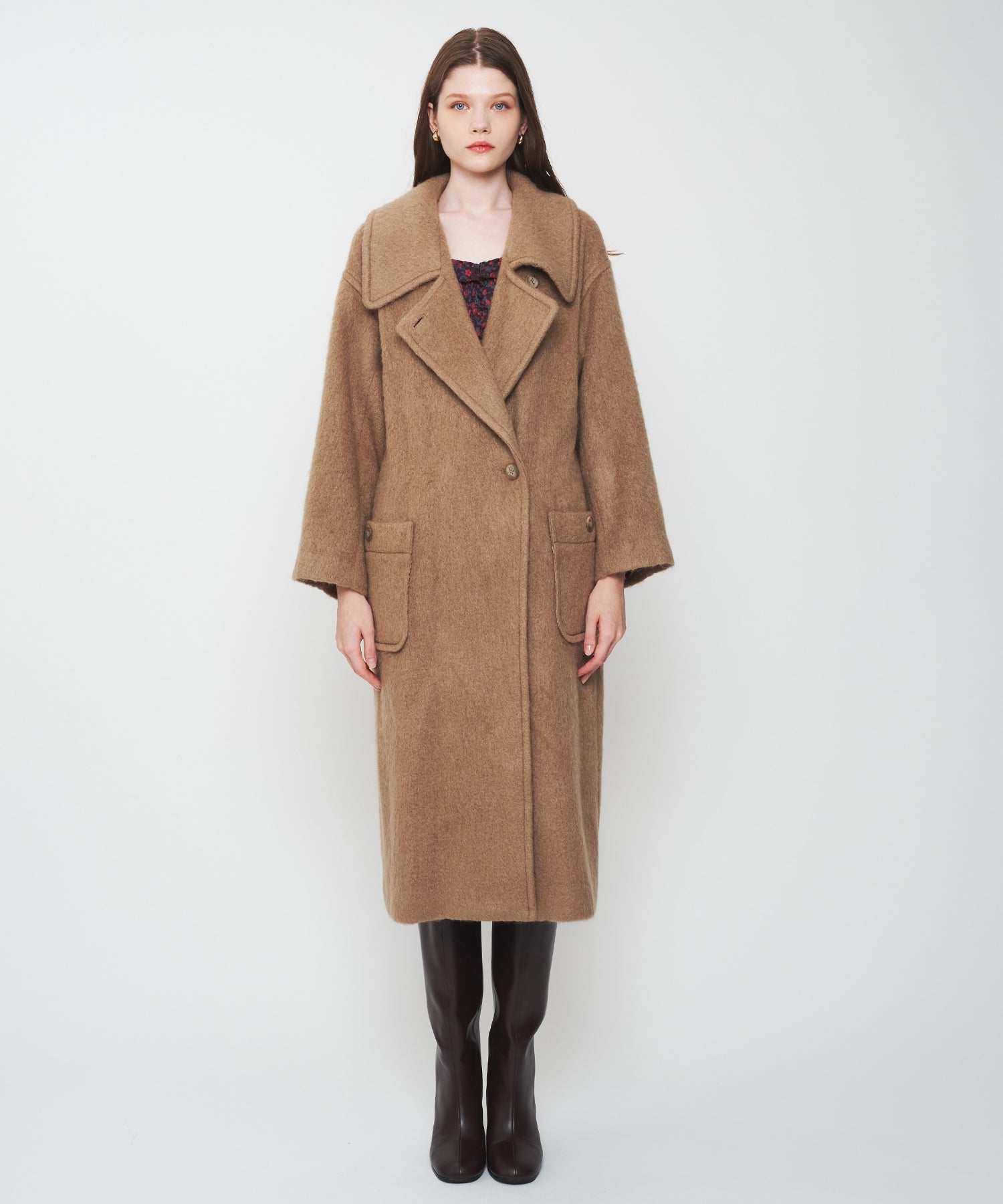 モヘヤシャギーステンカラーコート