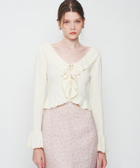 アイレットフリルニットカーディガン