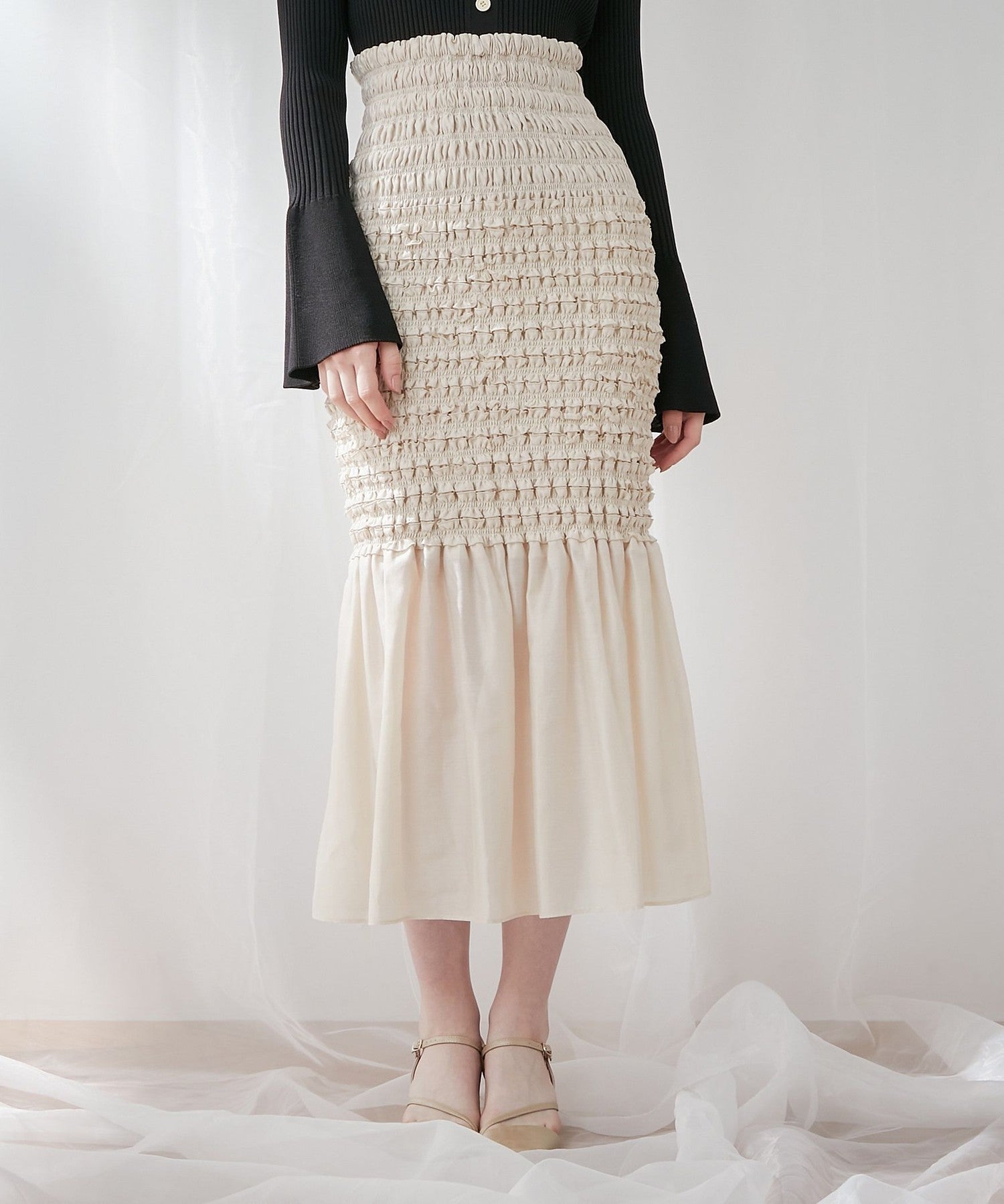 Shirred frill skirt