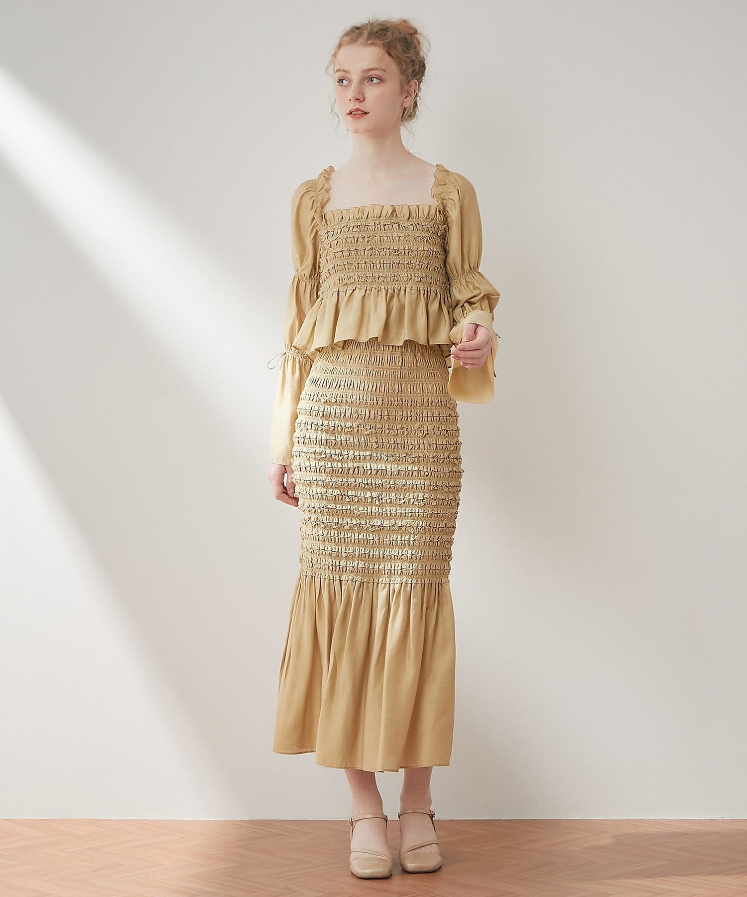 Shirred frill skirt
