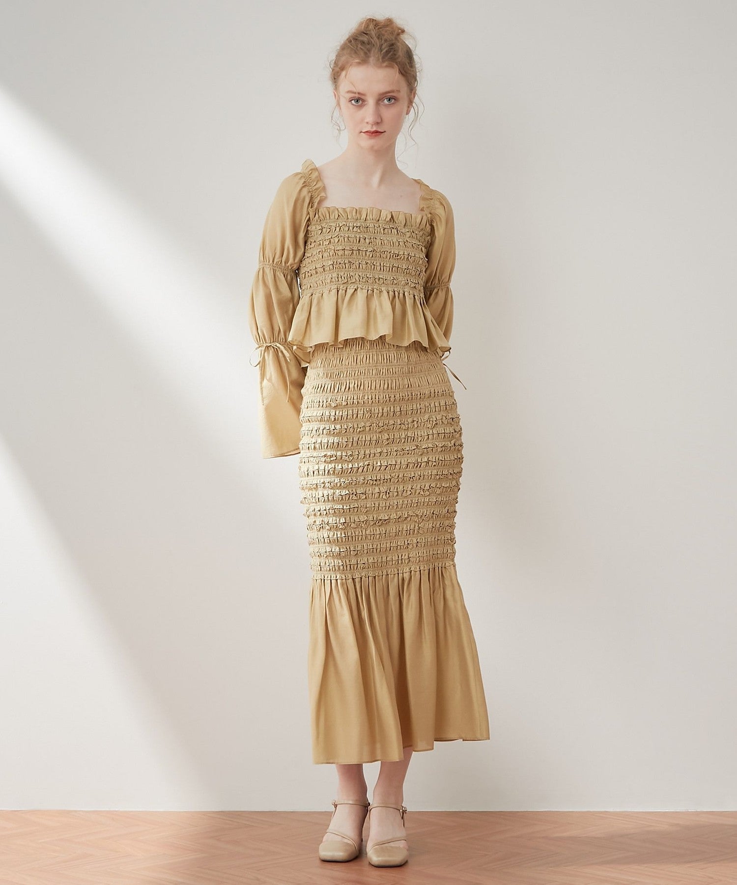 Shirred frill skirt