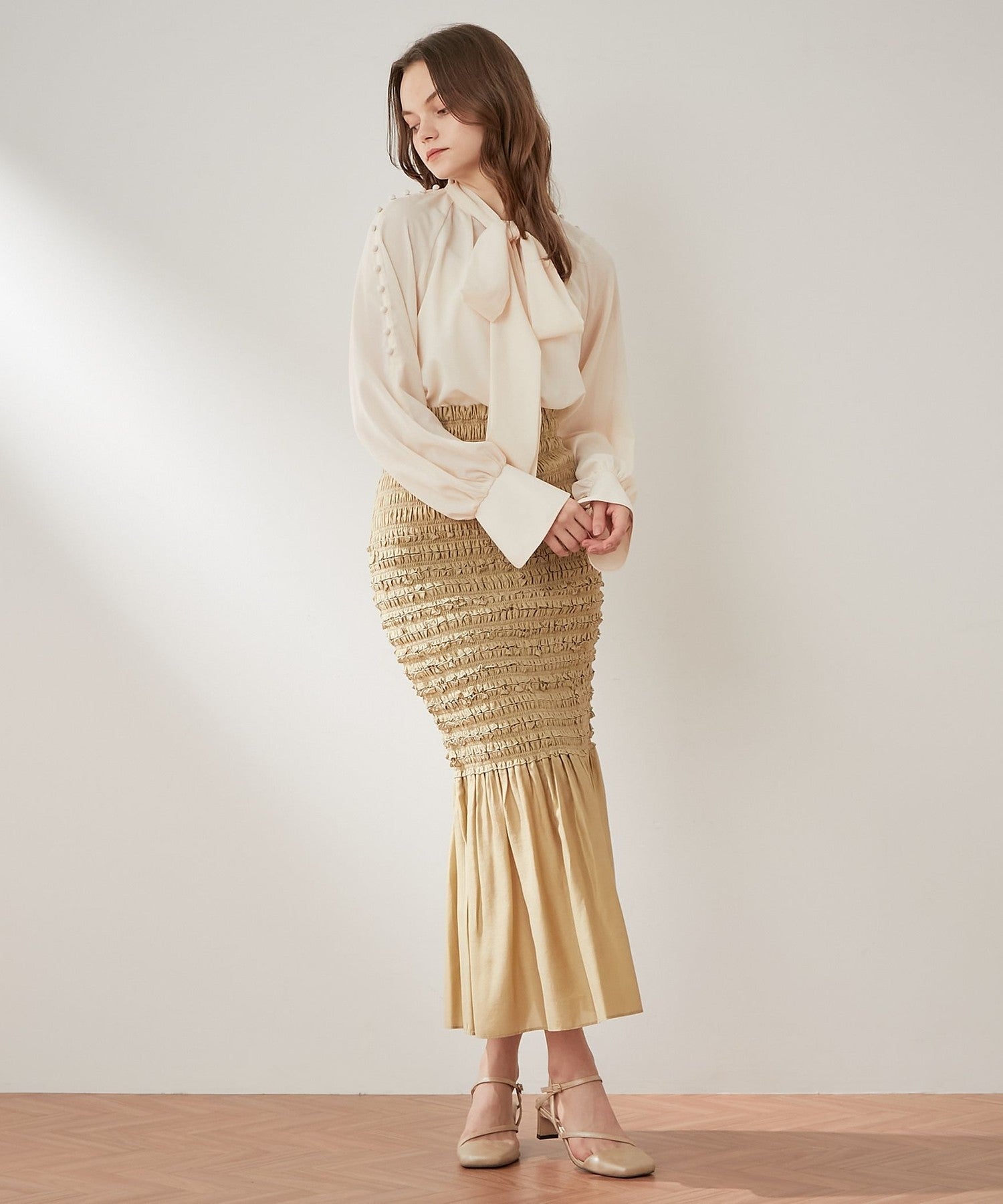Shirred frill skirt