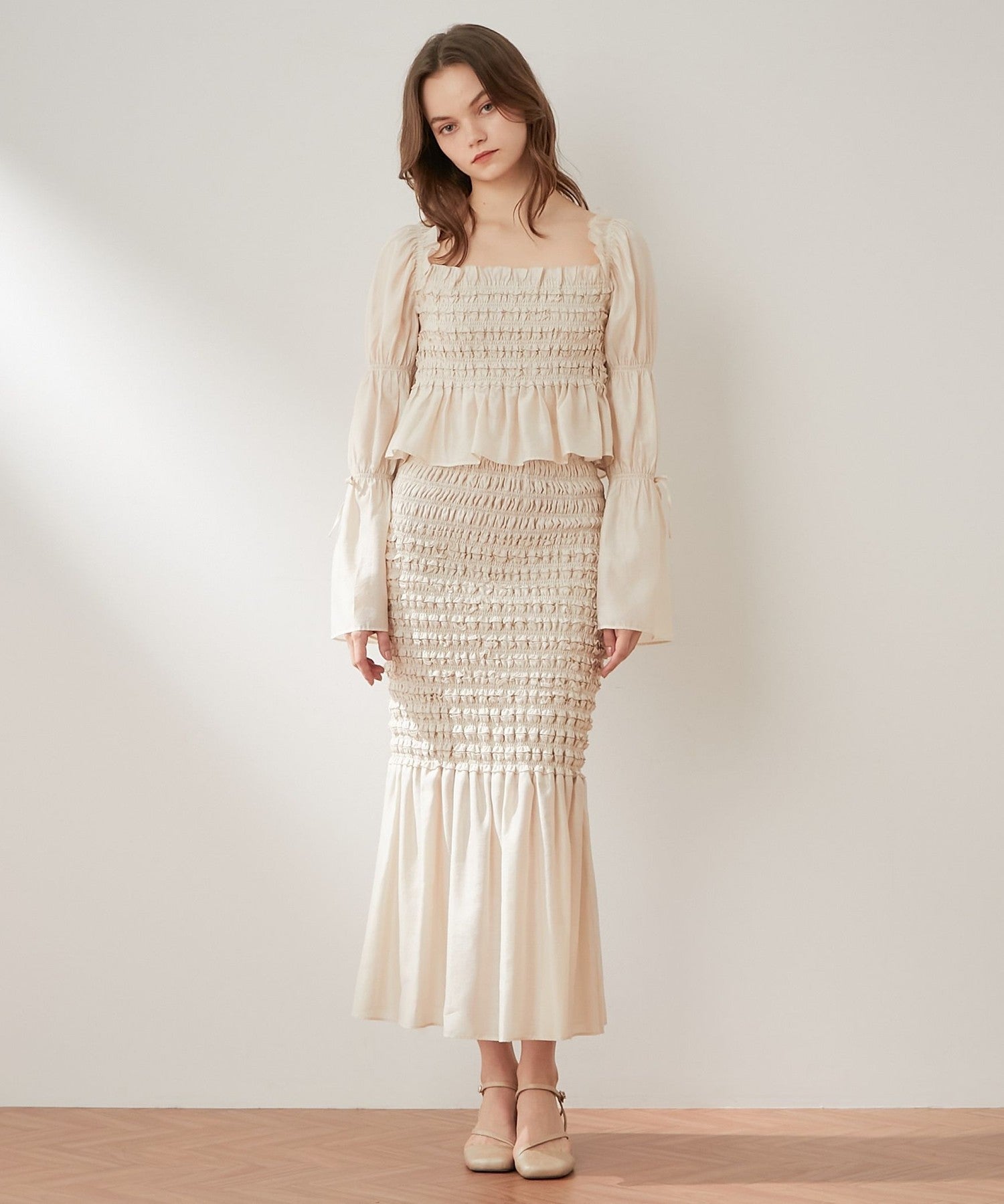 Shirred frill skirt