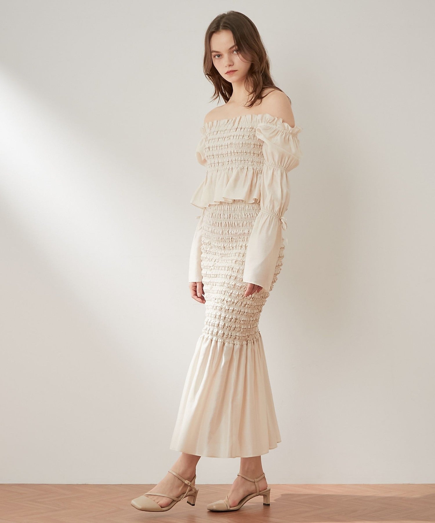 Shirred frill skirt