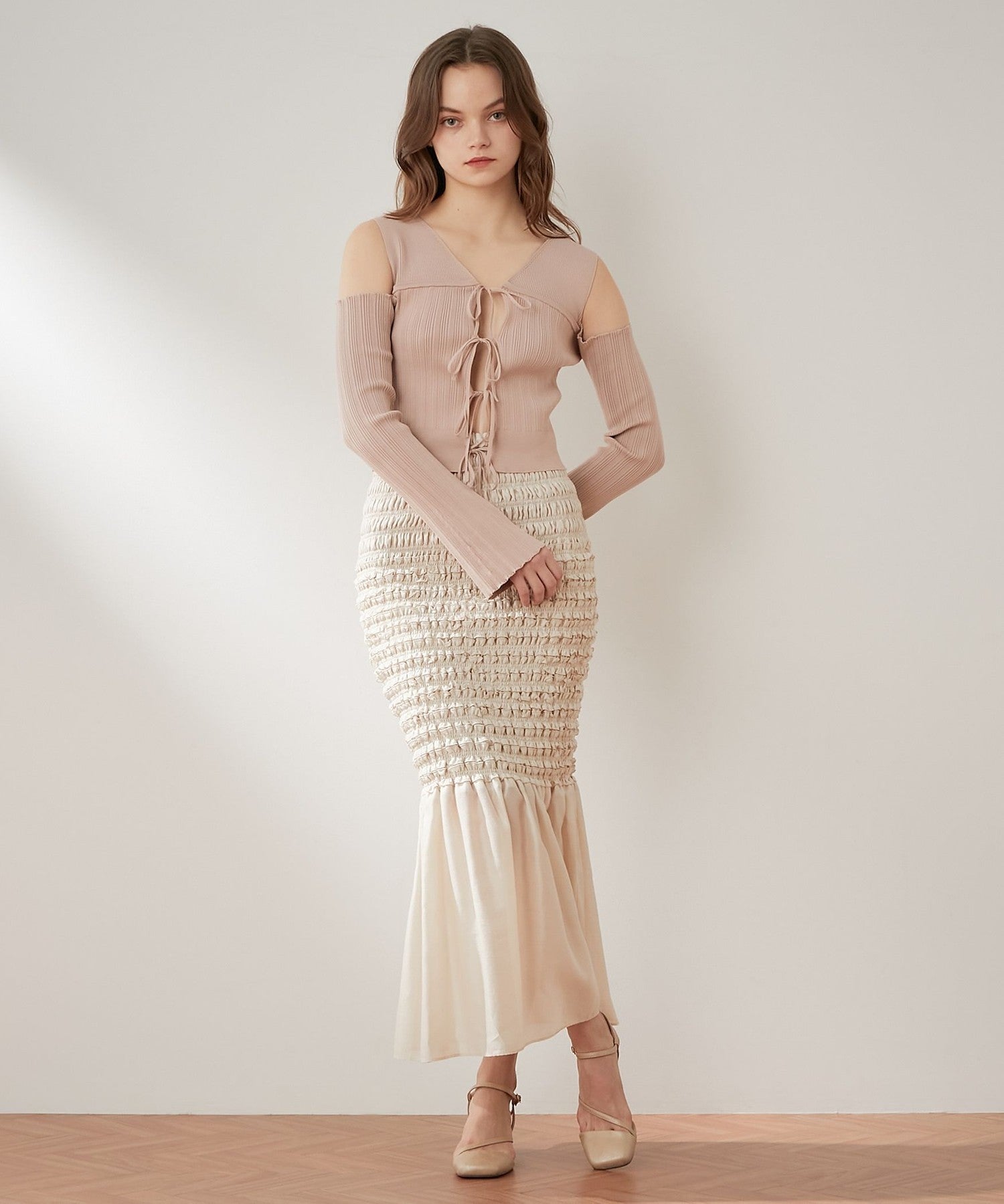 Shirred frill skirt