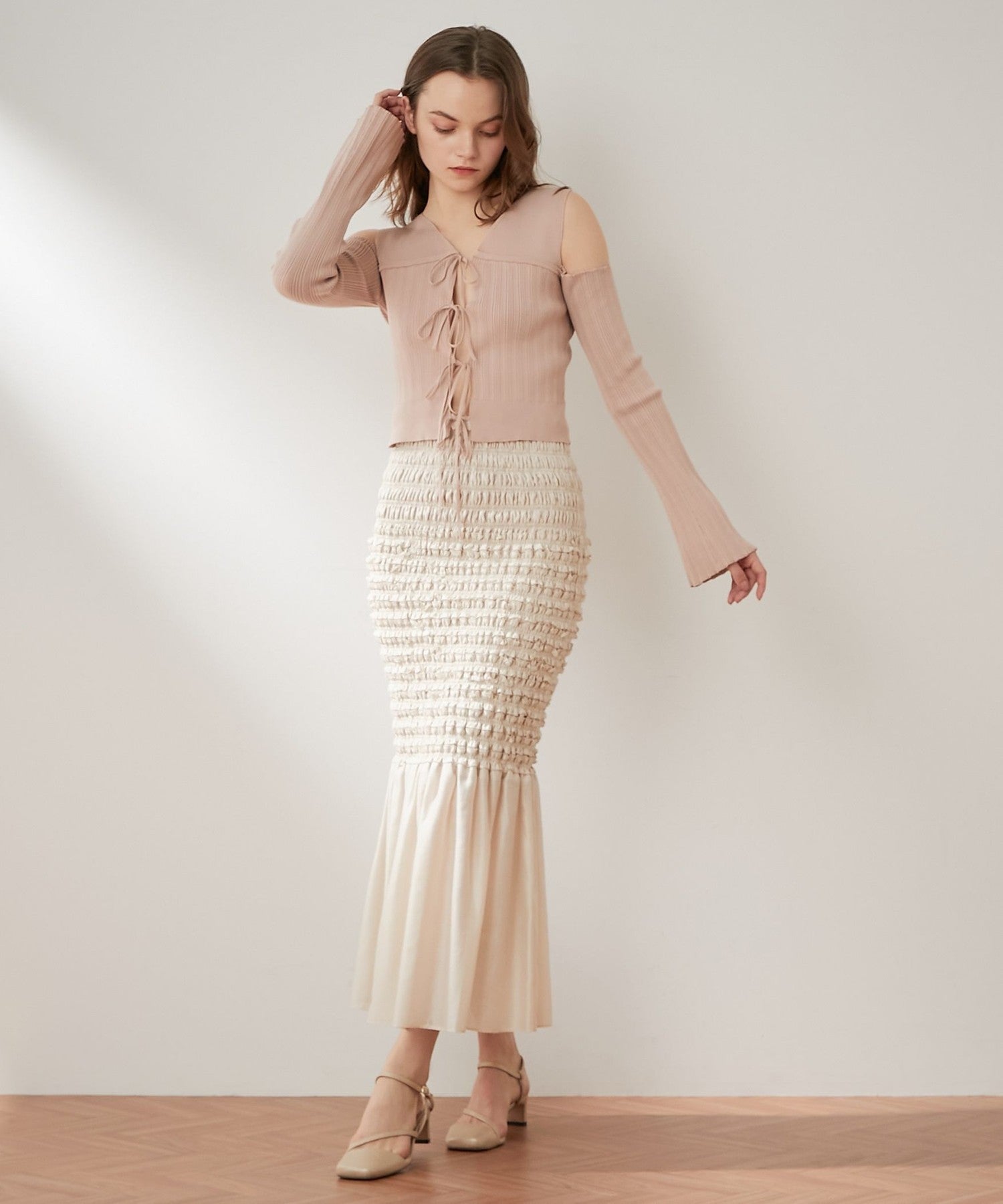 Shirred frill skirt