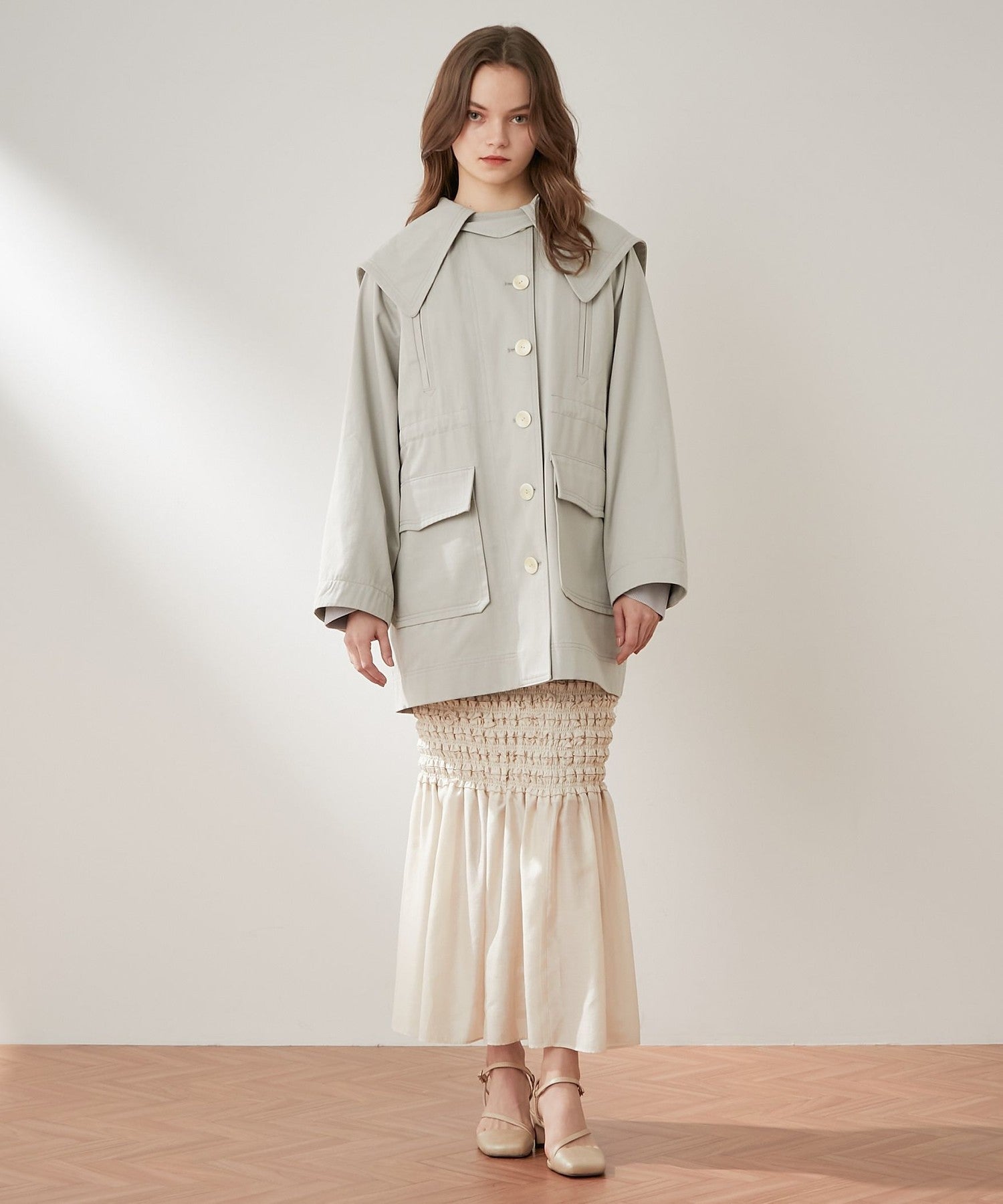 Shirred frill skirt