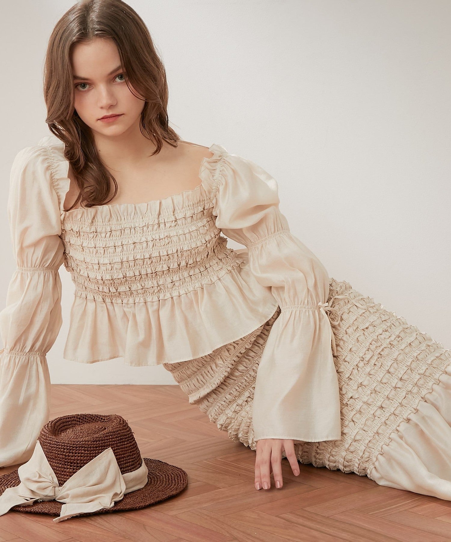 Shirred frill skirt