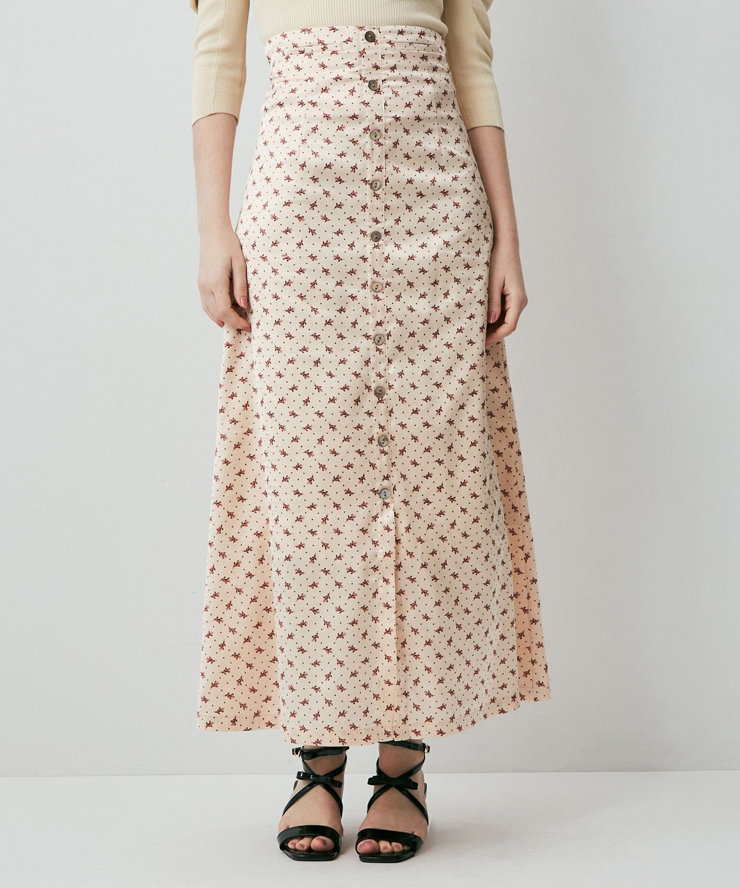 Petite Fleur Button-down Flared Skirt