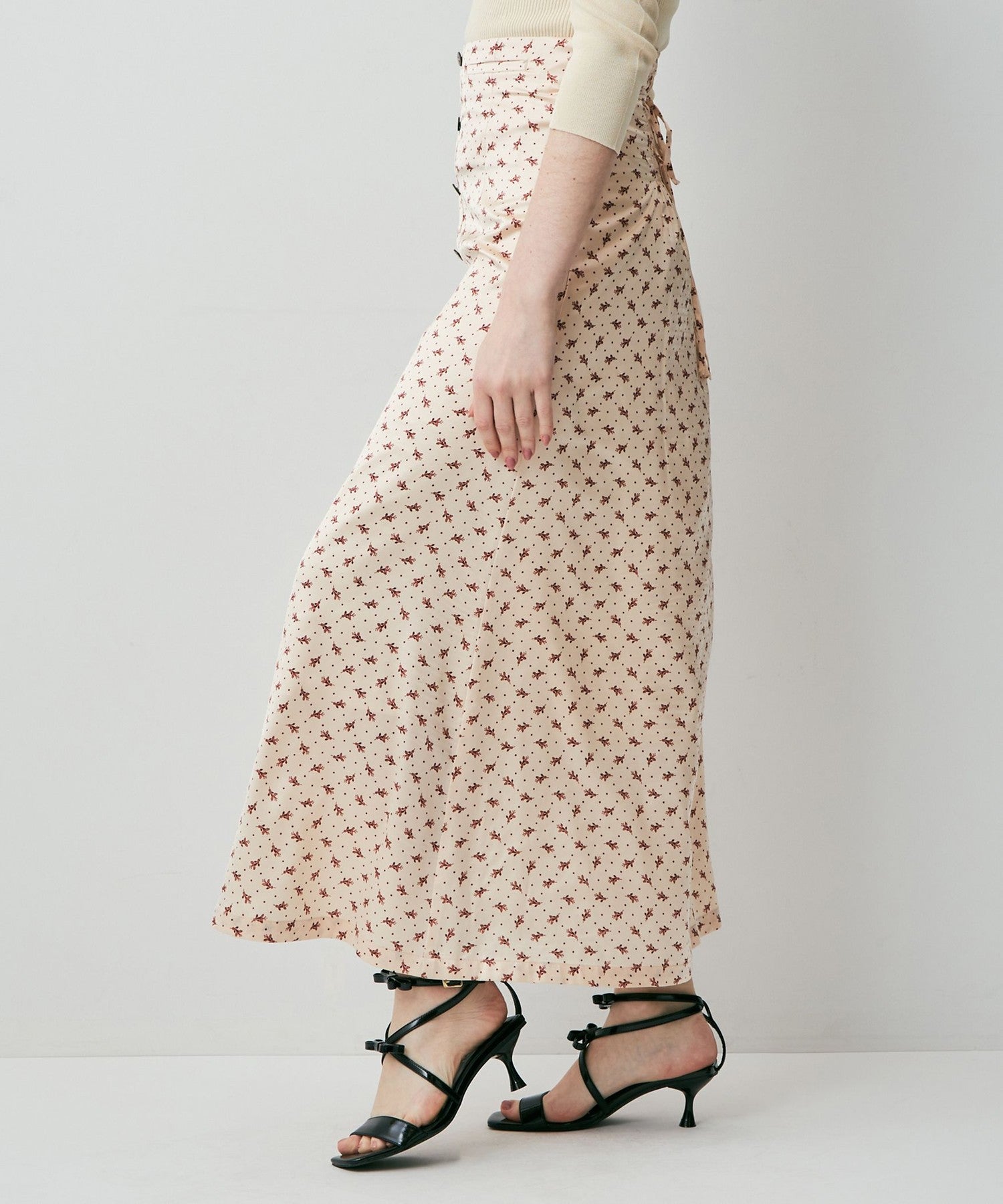 Petite Fleur Button-down Flared Skirt