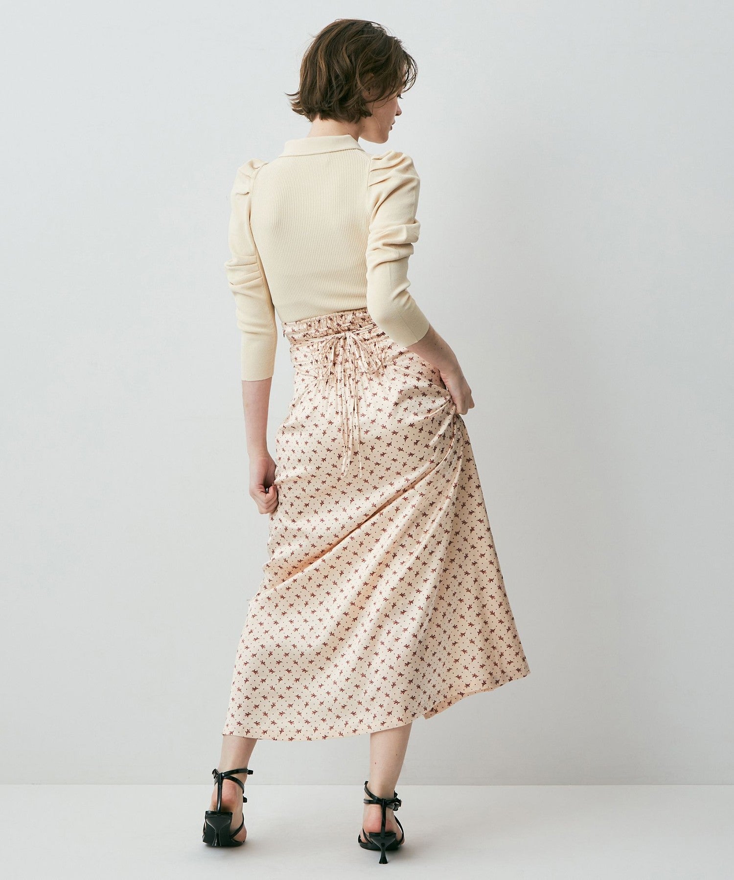 Petite Fleur Button-down Flared Skirt