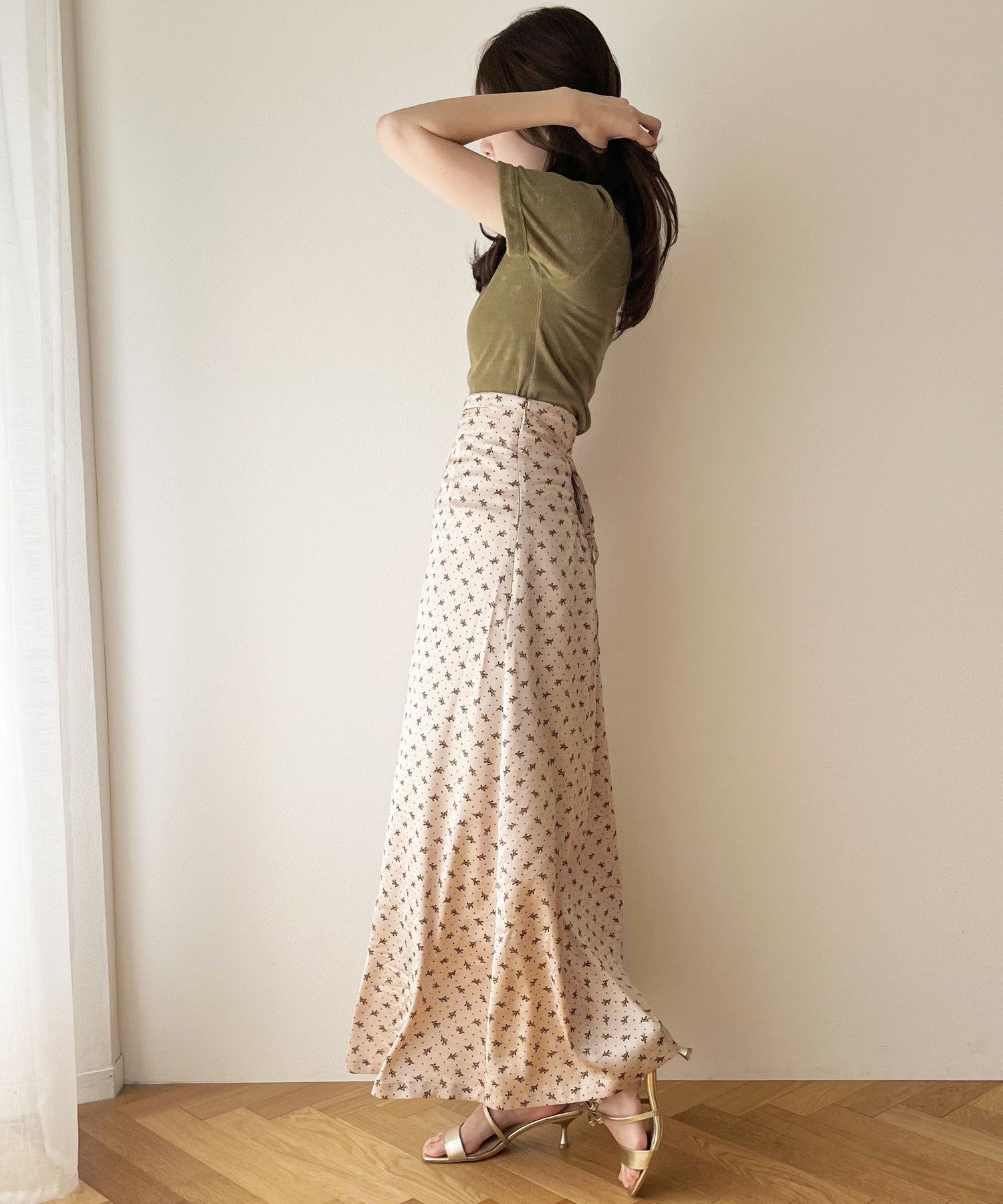 Petite Fleur Button-down Flared Skirt