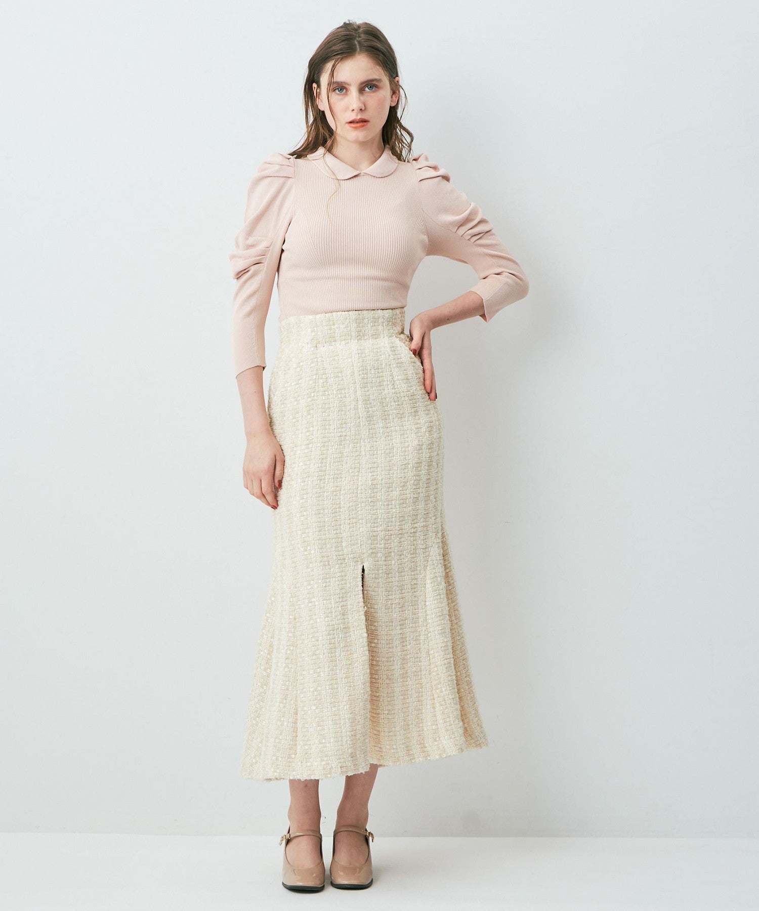 毛圈花呢美人魚半身裙