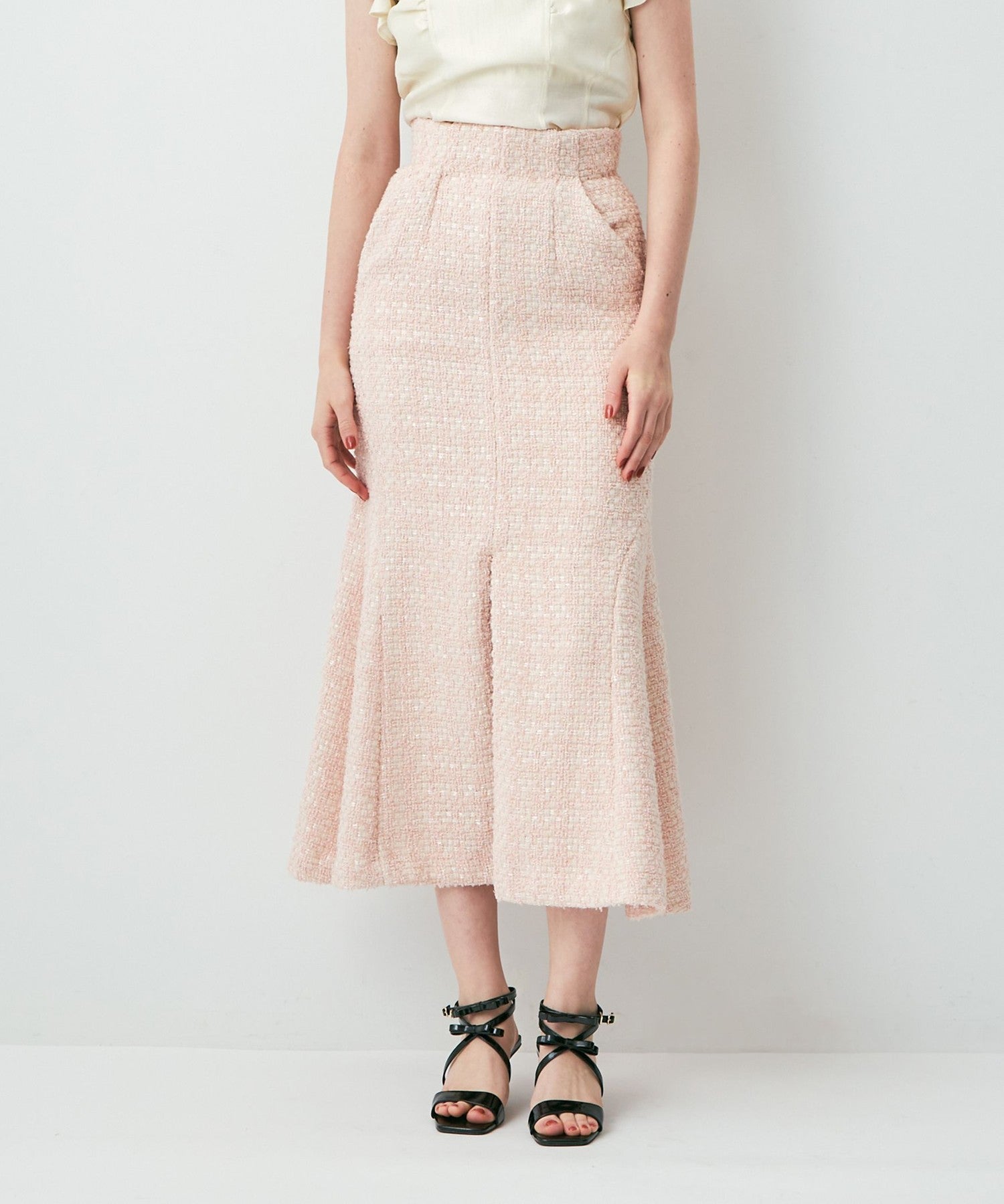 毛圈花呢美人魚半身裙