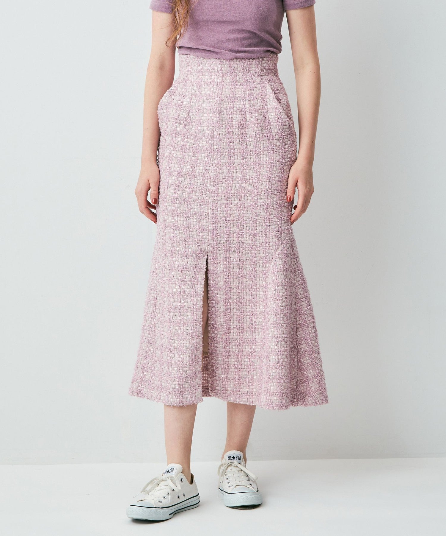 毛圈花呢美人魚半身裙