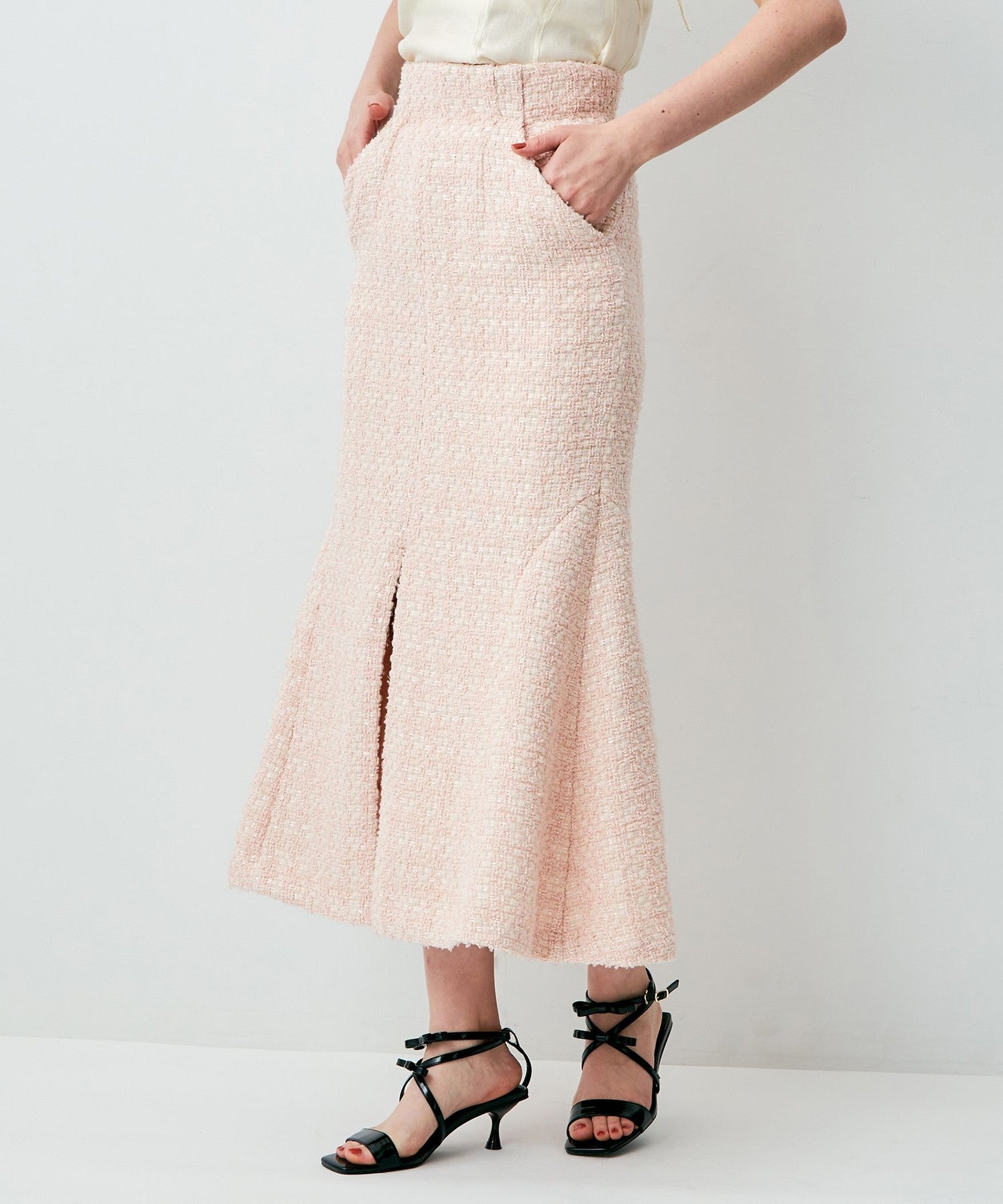 毛圈花呢美人魚半身裙