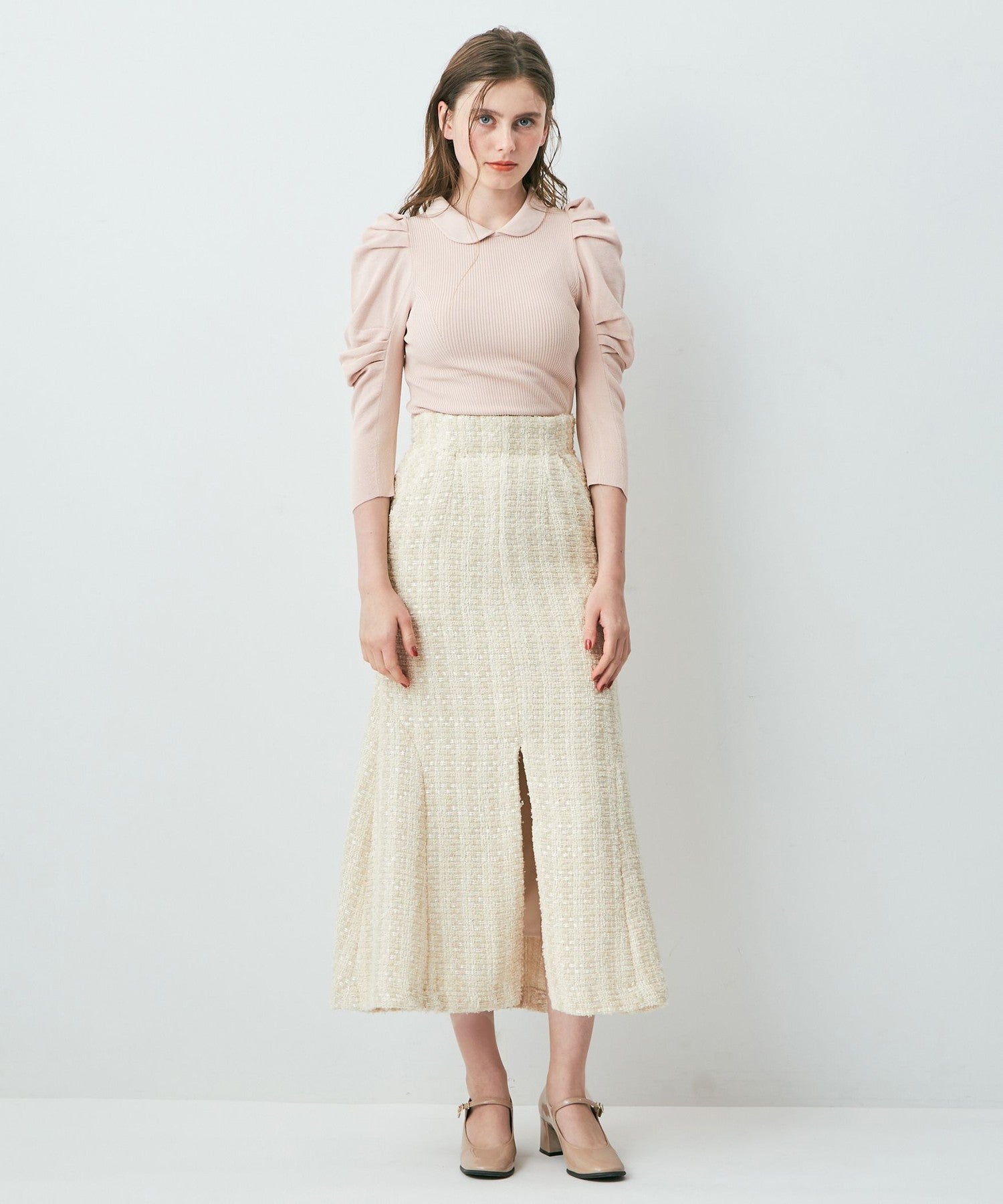 毛圈花呢美人魚半身裙