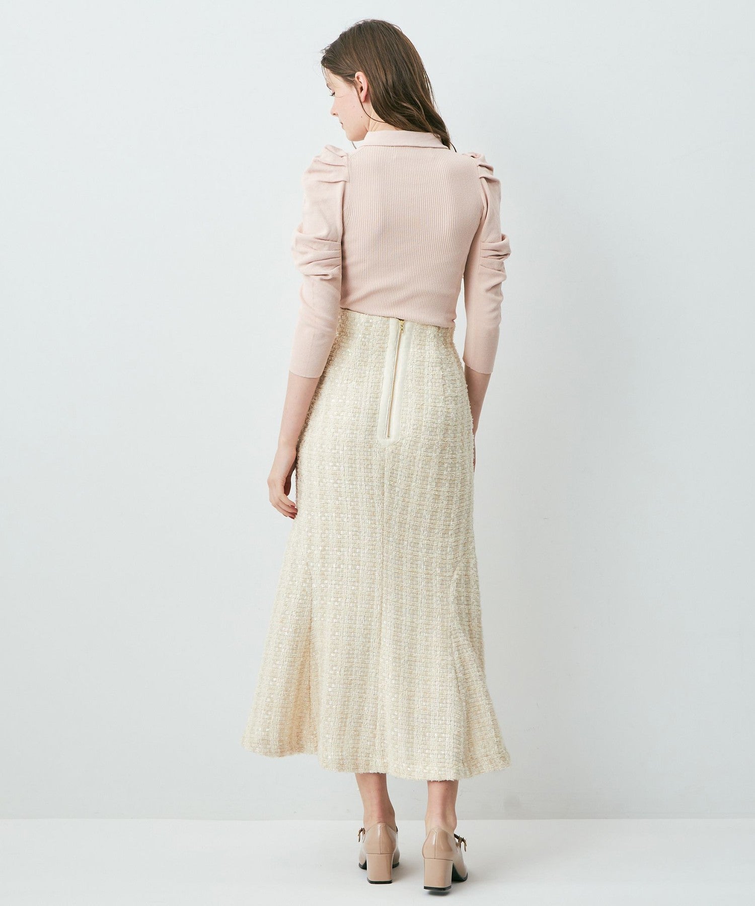 毛圈花呢美人魚半身裙