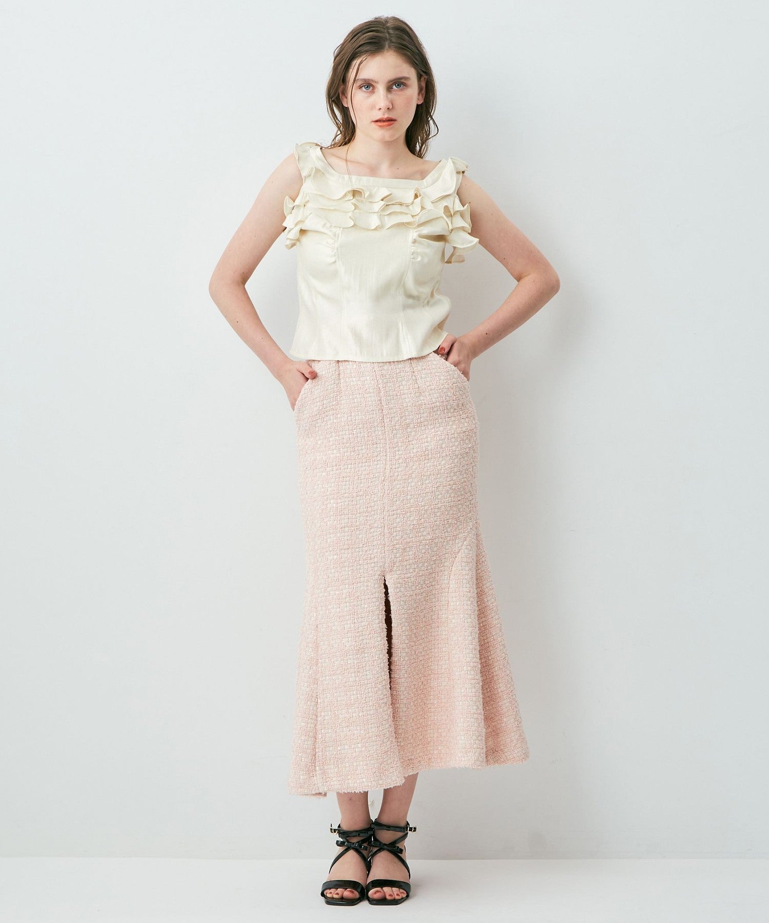 毛圈花呢美人魚半身裙