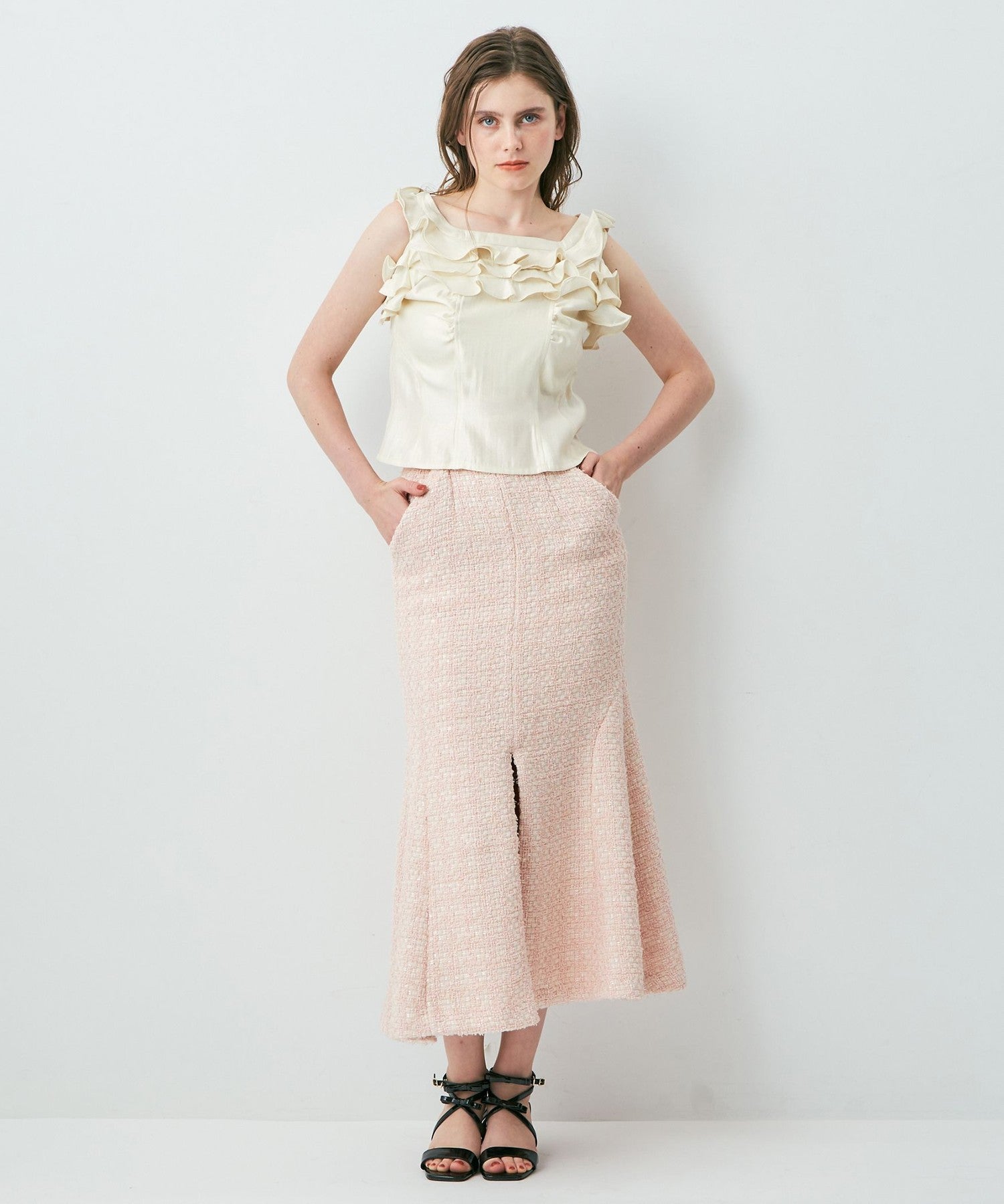 毛圈花呢美人魚半身裙