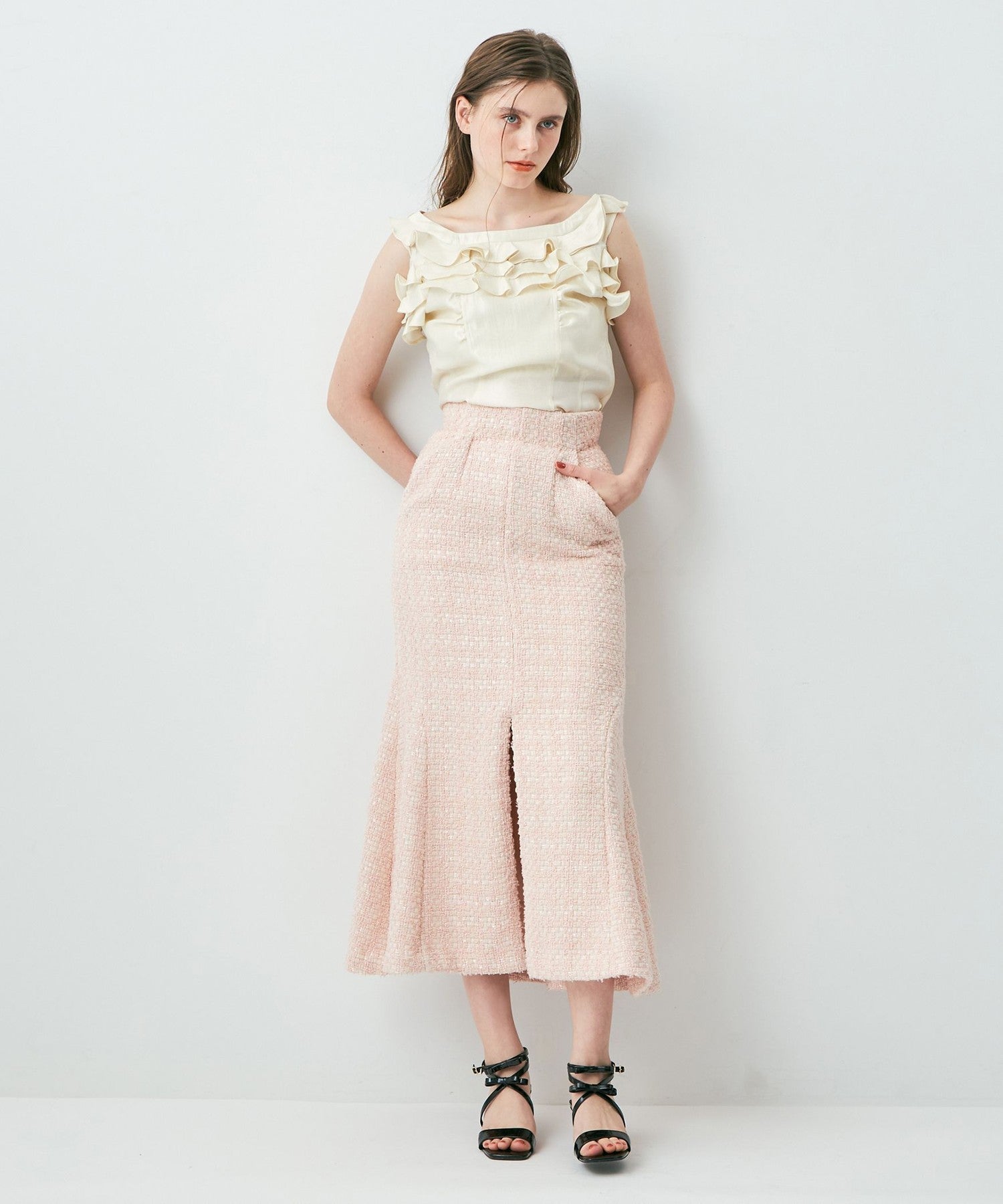 毛圈花呢美人魚半身裙