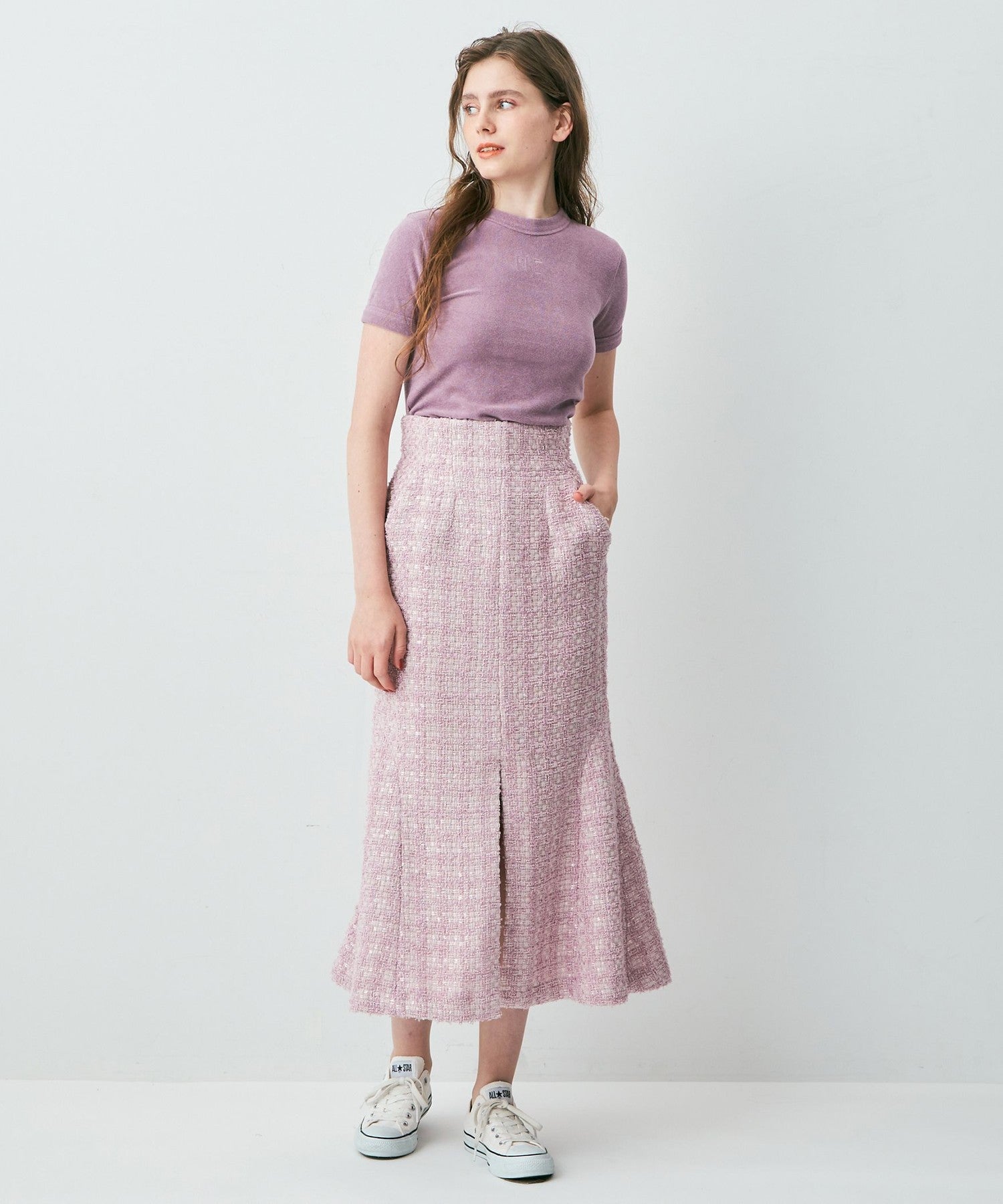 毛圈花呢美人魚半身裙