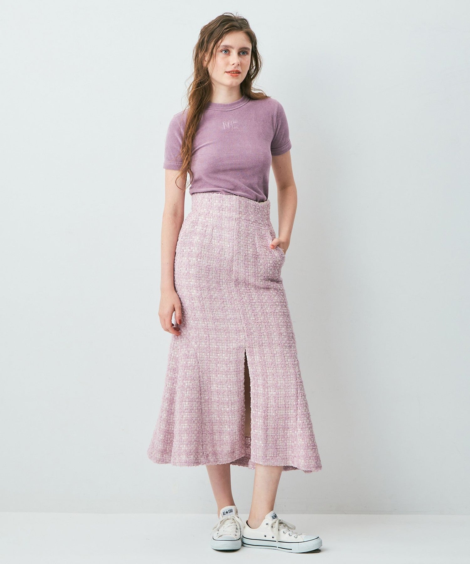 毛圈花呢美人魚半身裙