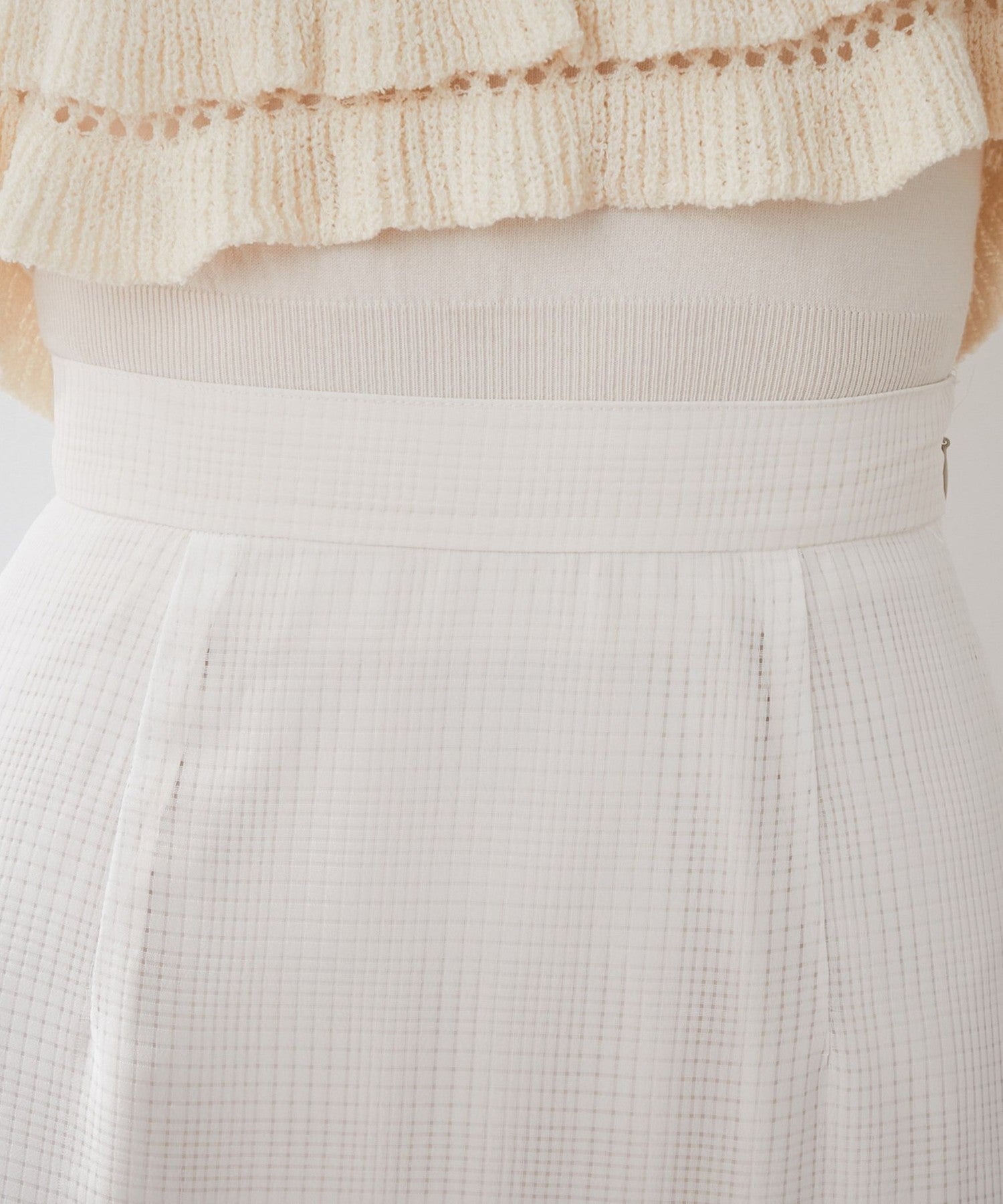 Sheer Check Tiered Skirt
