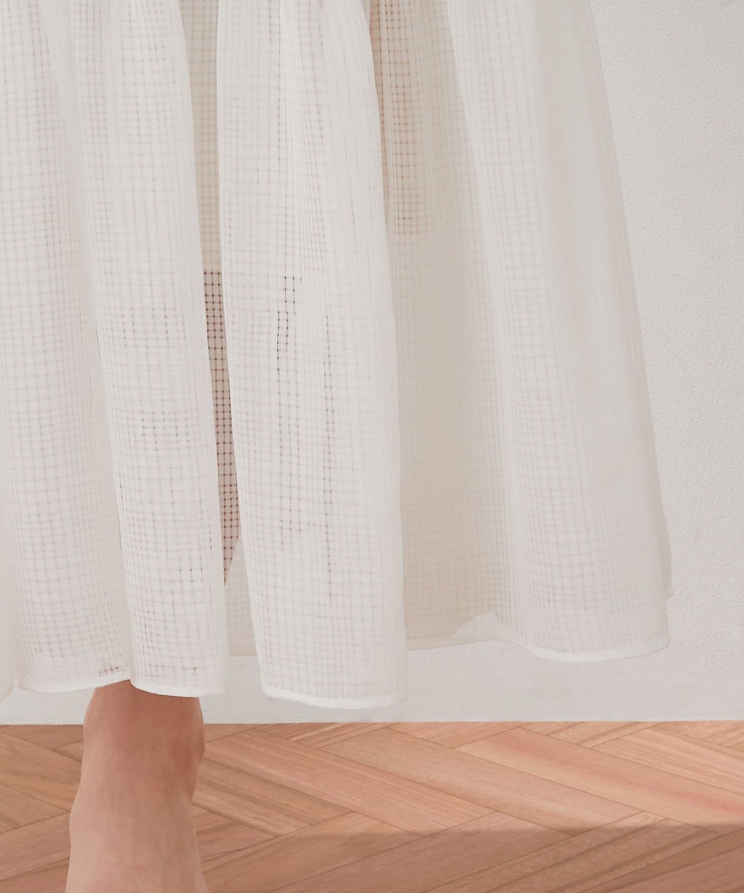 Sheer Check Tiered Skirt