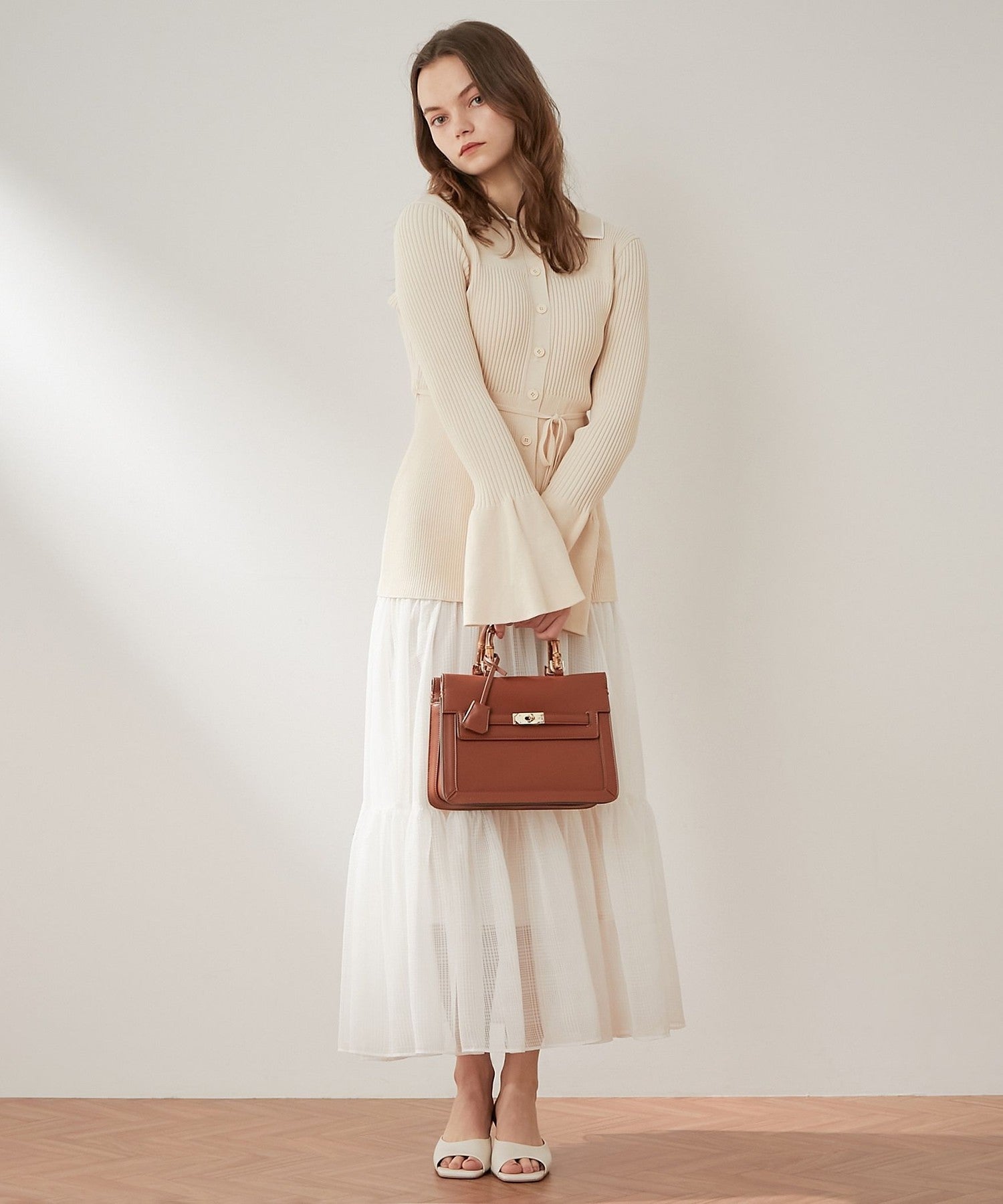 Sheer Check Tiered Skirt