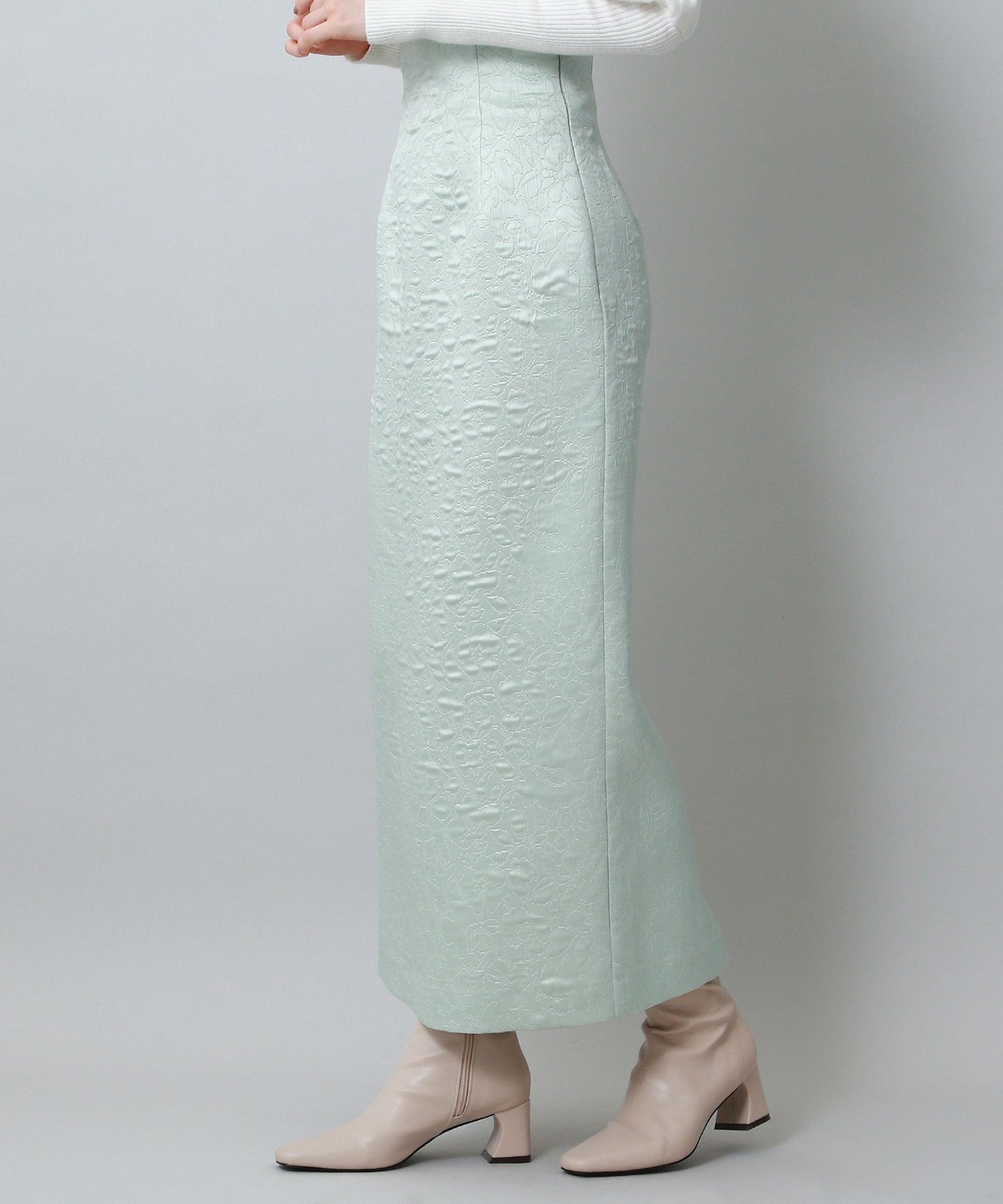 植物絎縫提花半身裙