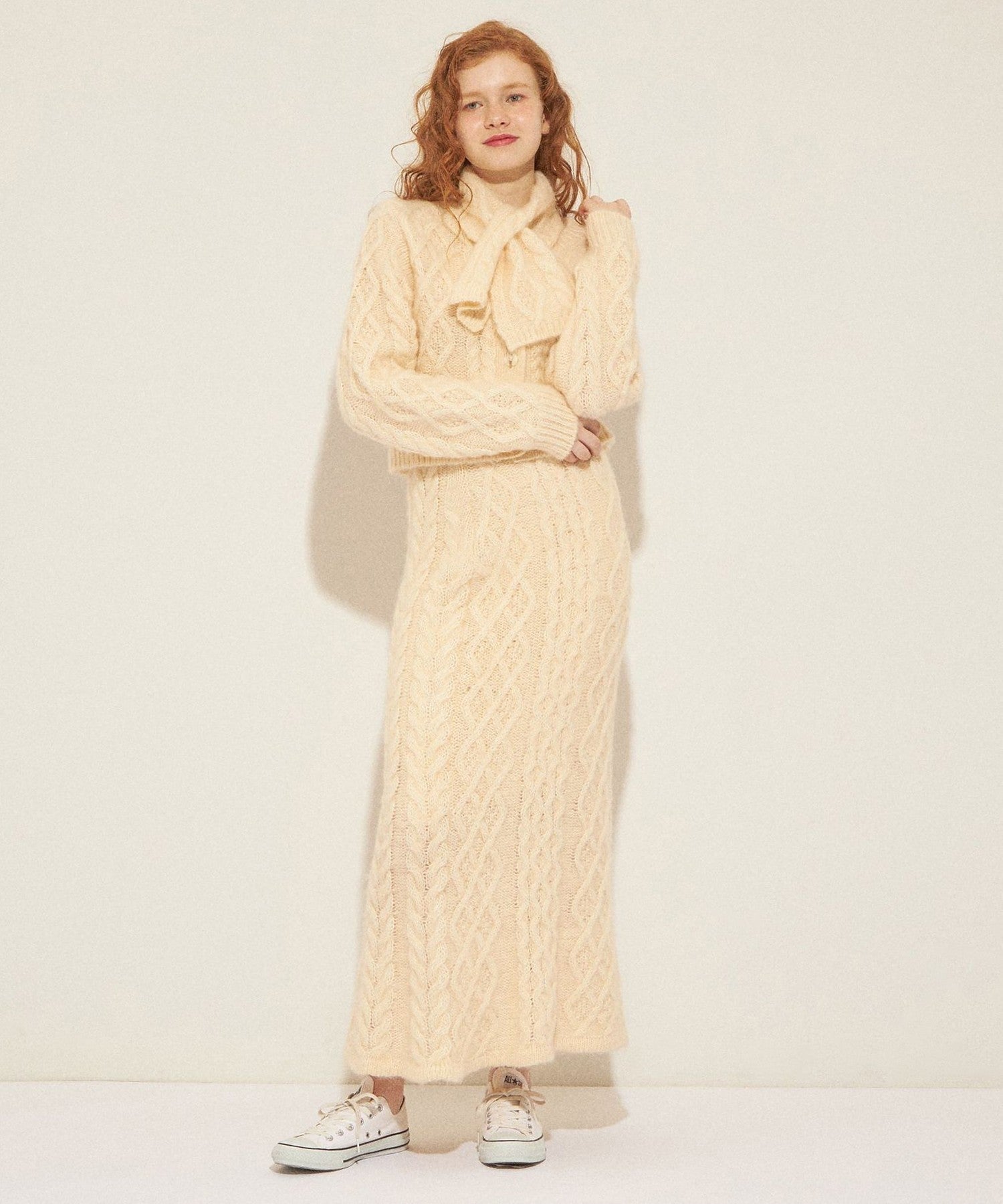 馬海毛毛茸茸絞花針織半身裙