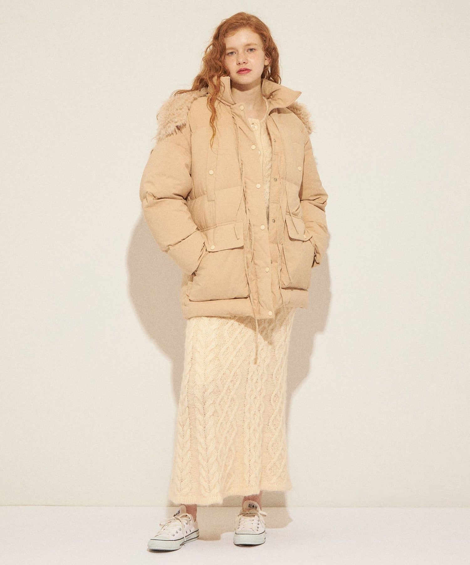 馬海毛毛茸茸絞花針織半身裙