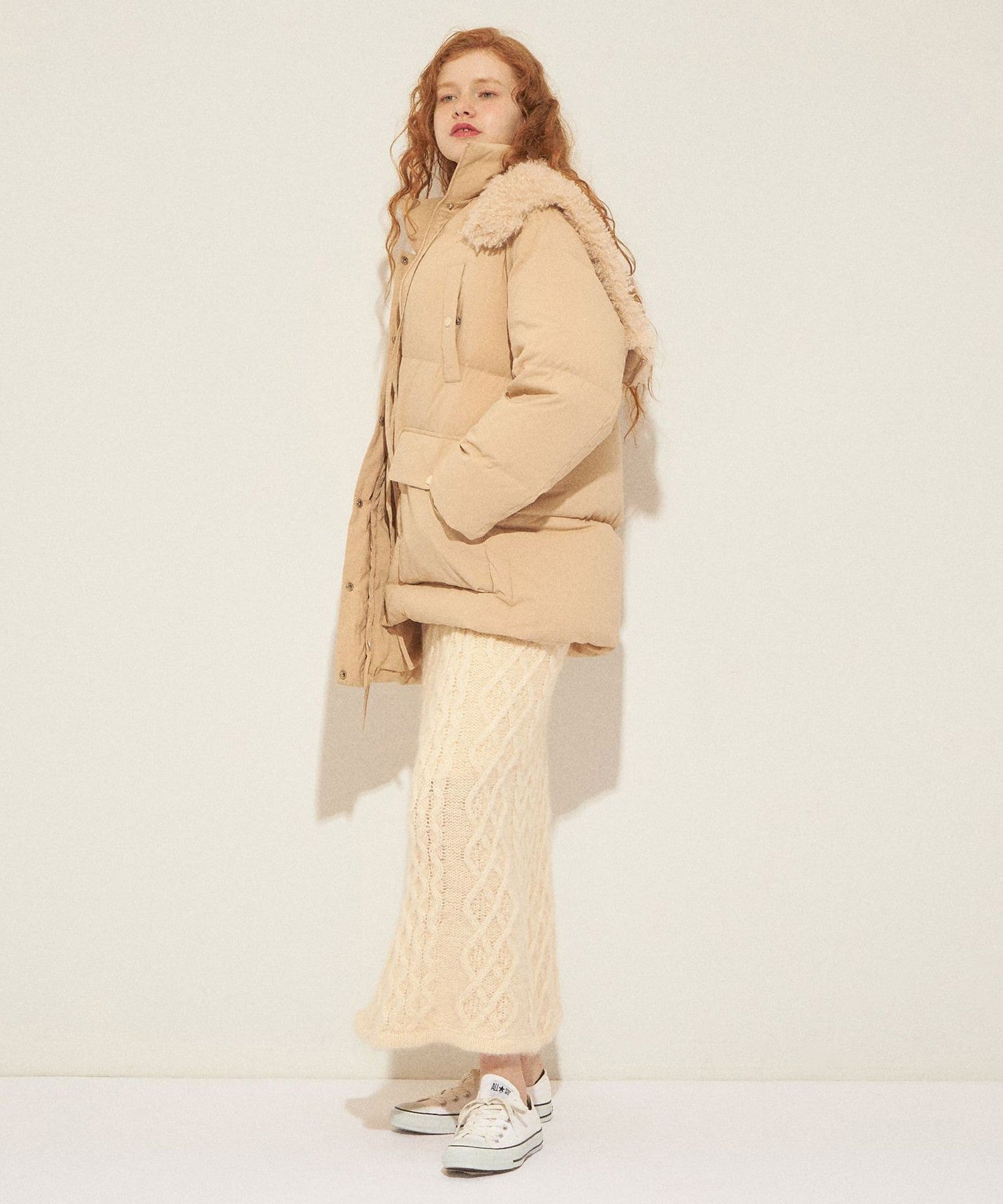 馬海毛毛茸茸絞花針織半身裙