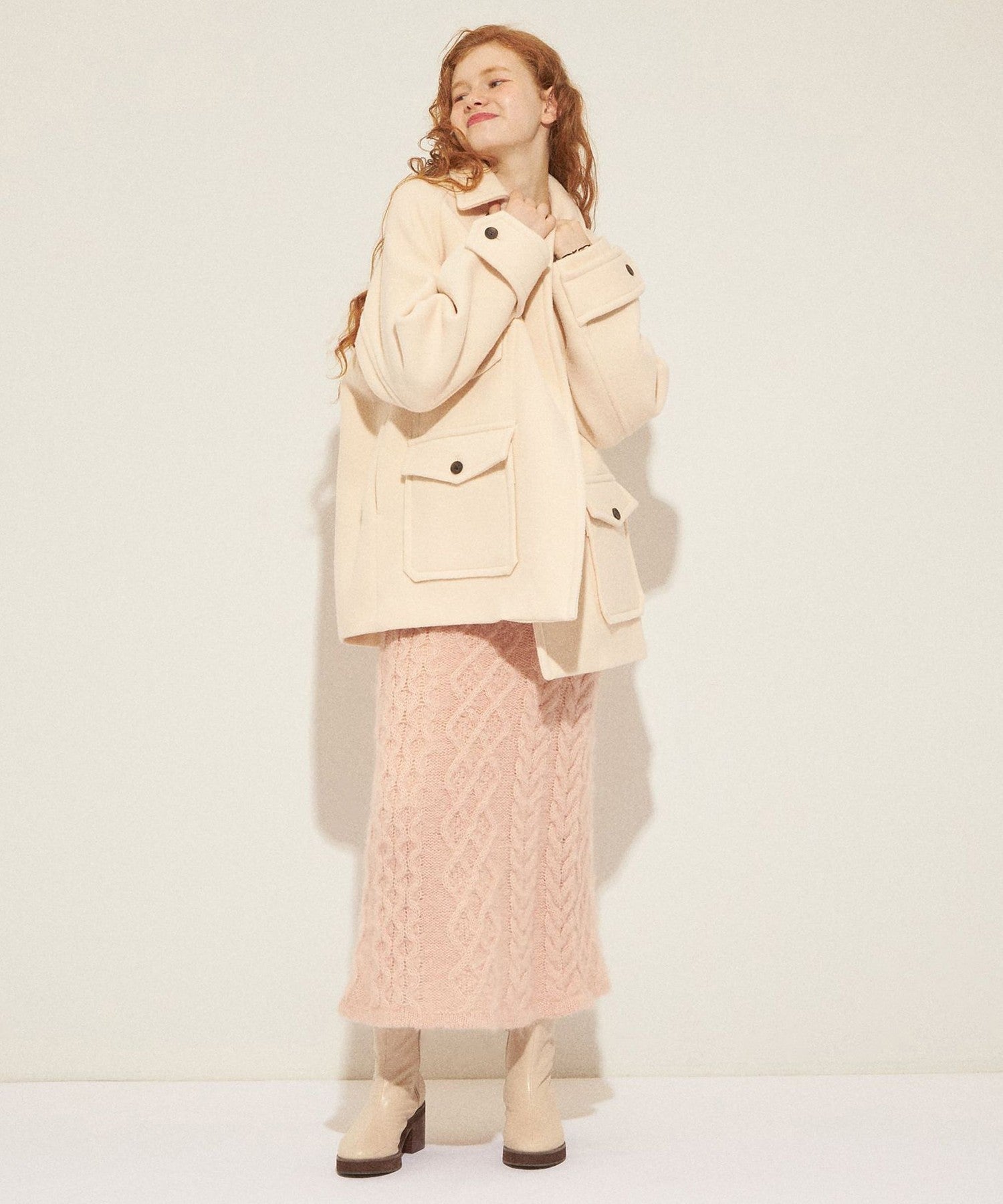 馬海毛毛茸茸絞花針織半身裙