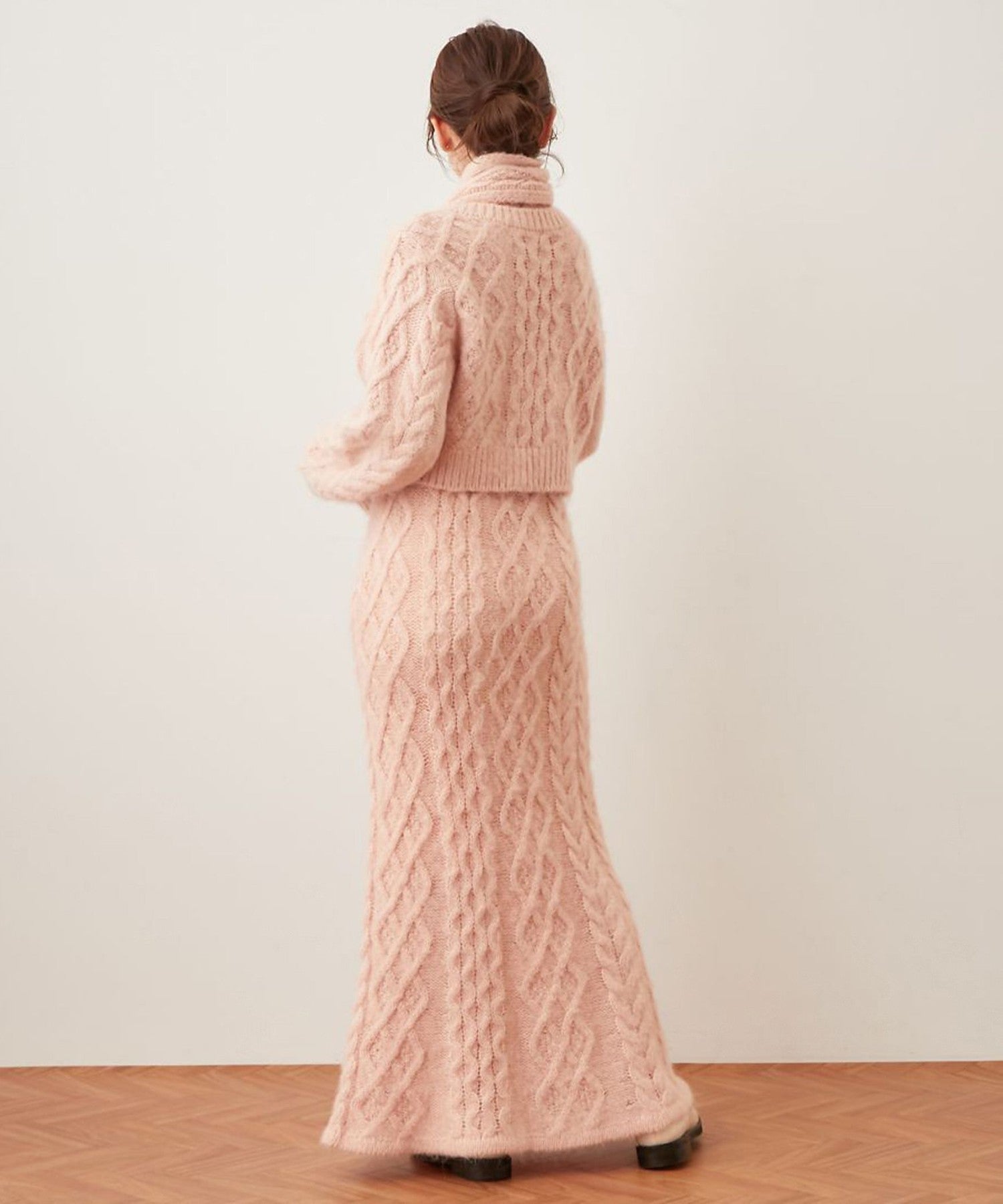 馬海毛毛茸茸絞花針織半身裙