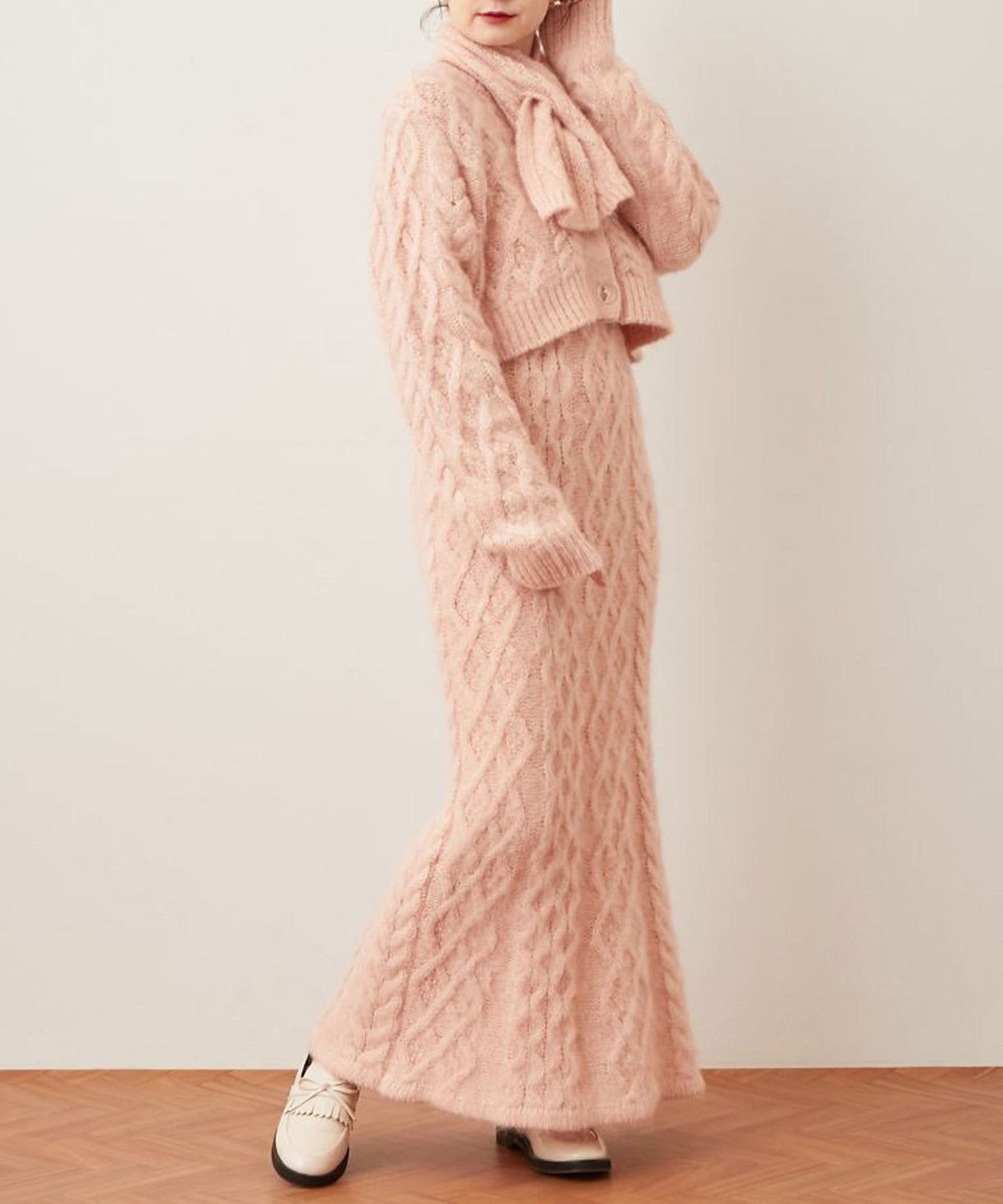 馬海毛毛茸茸絞花針織半身裙