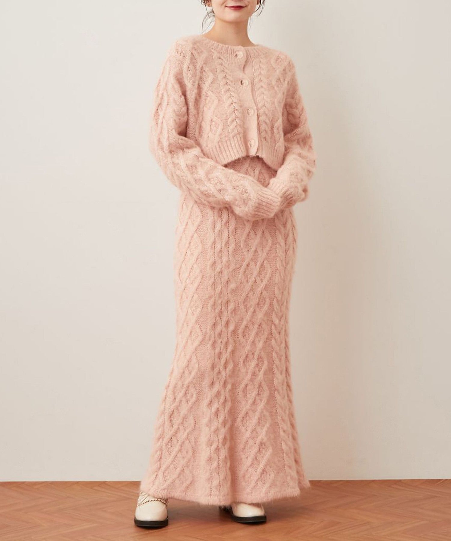 馬海毛毛茸茸絞花針織半身裙