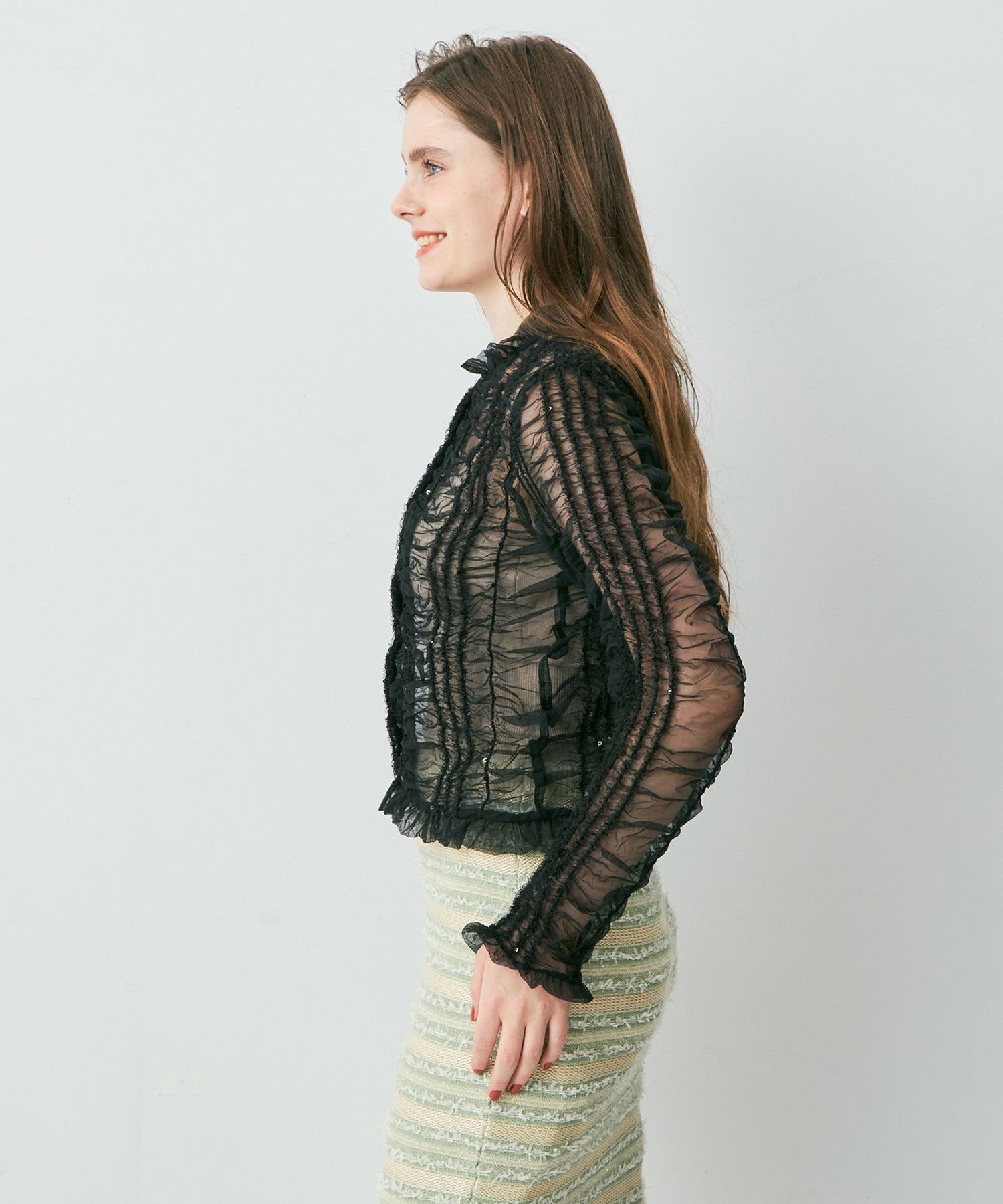 Sequined tulle blouse