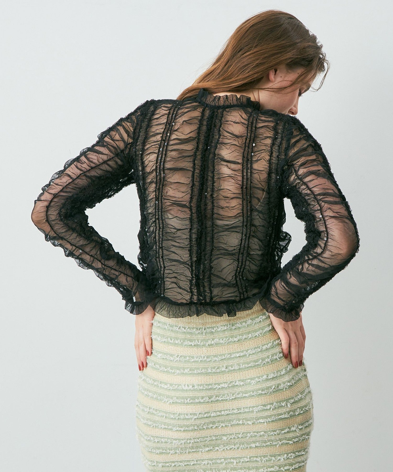 Sequined tulle blouse