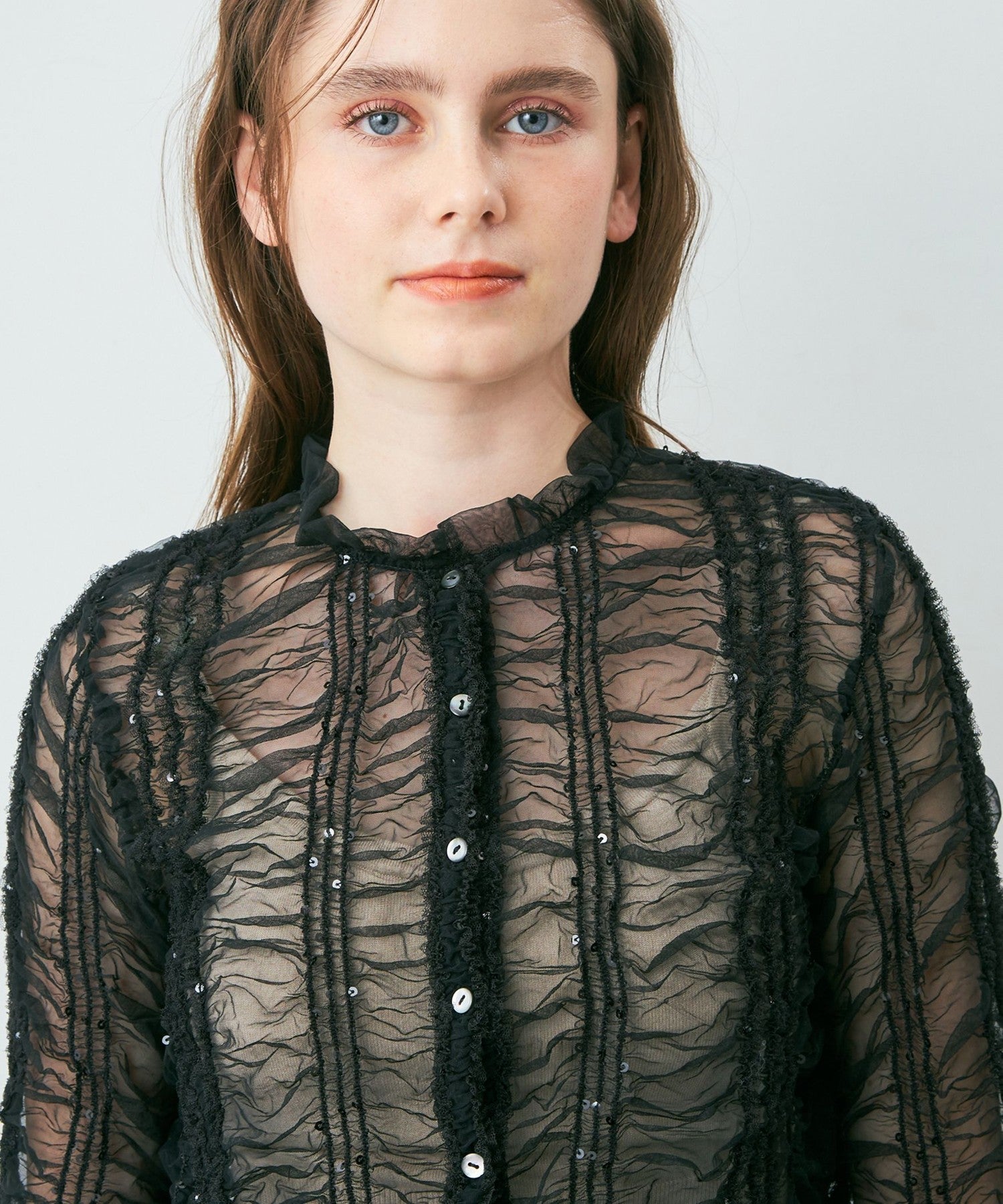 Sequined tulle blouse