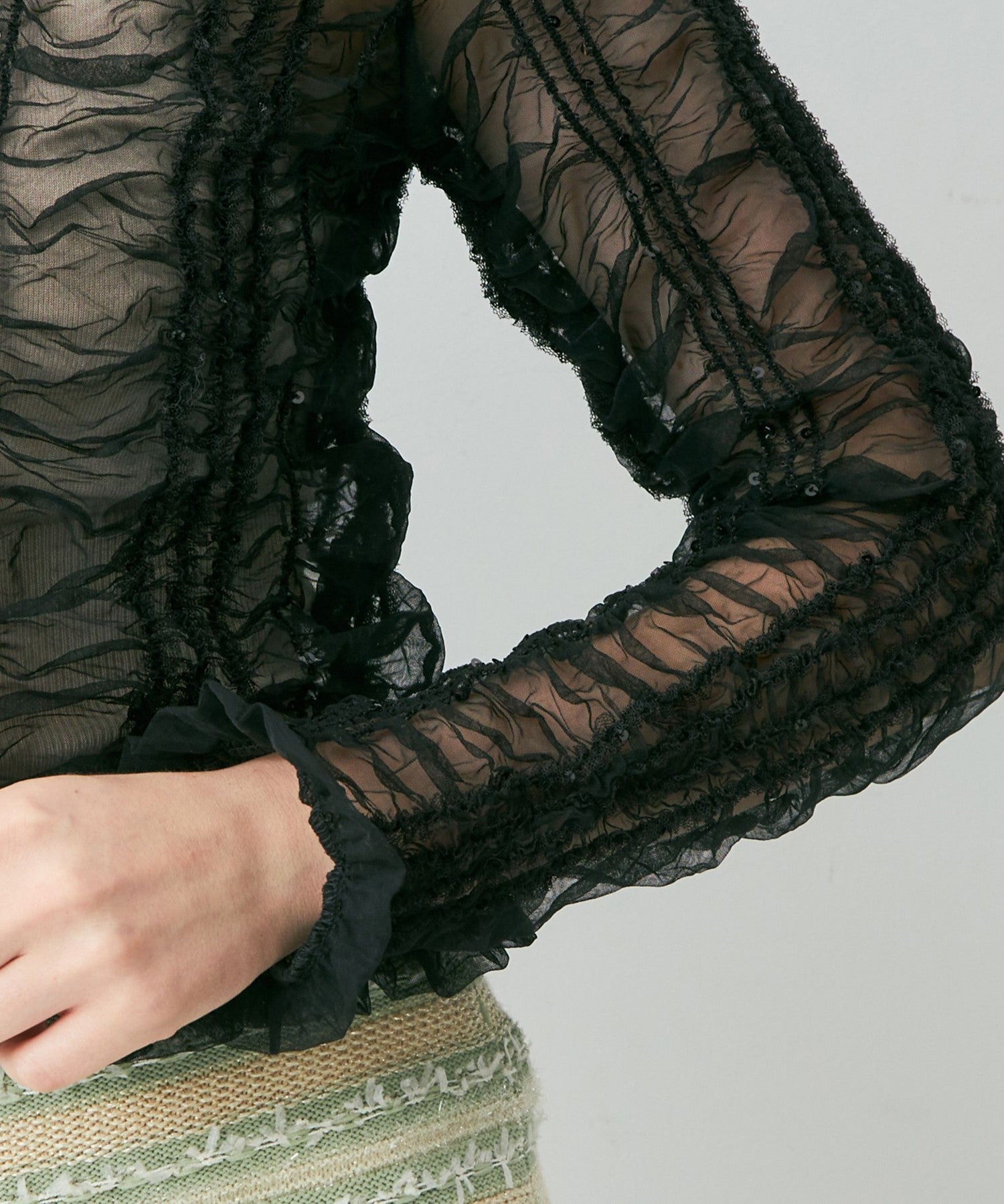 Sequined tulle blouse