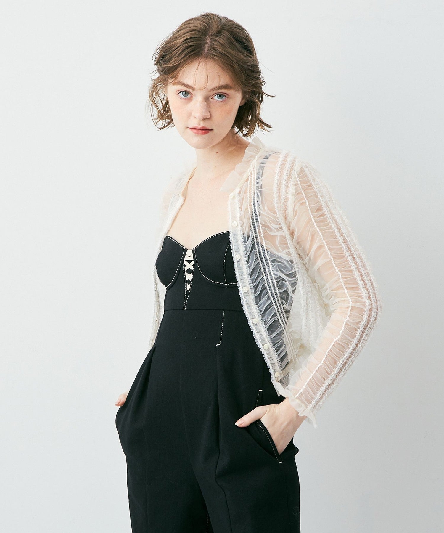 Sequined tulle blouse