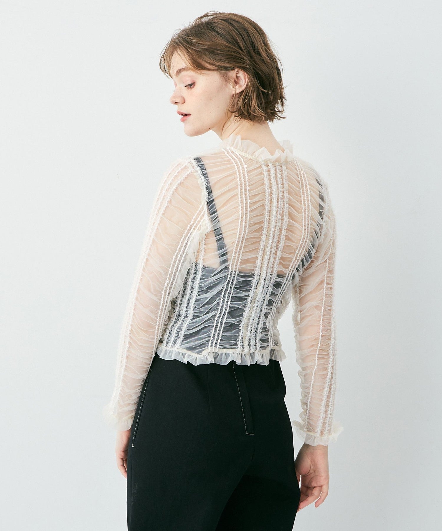 Sequined tulle blouse