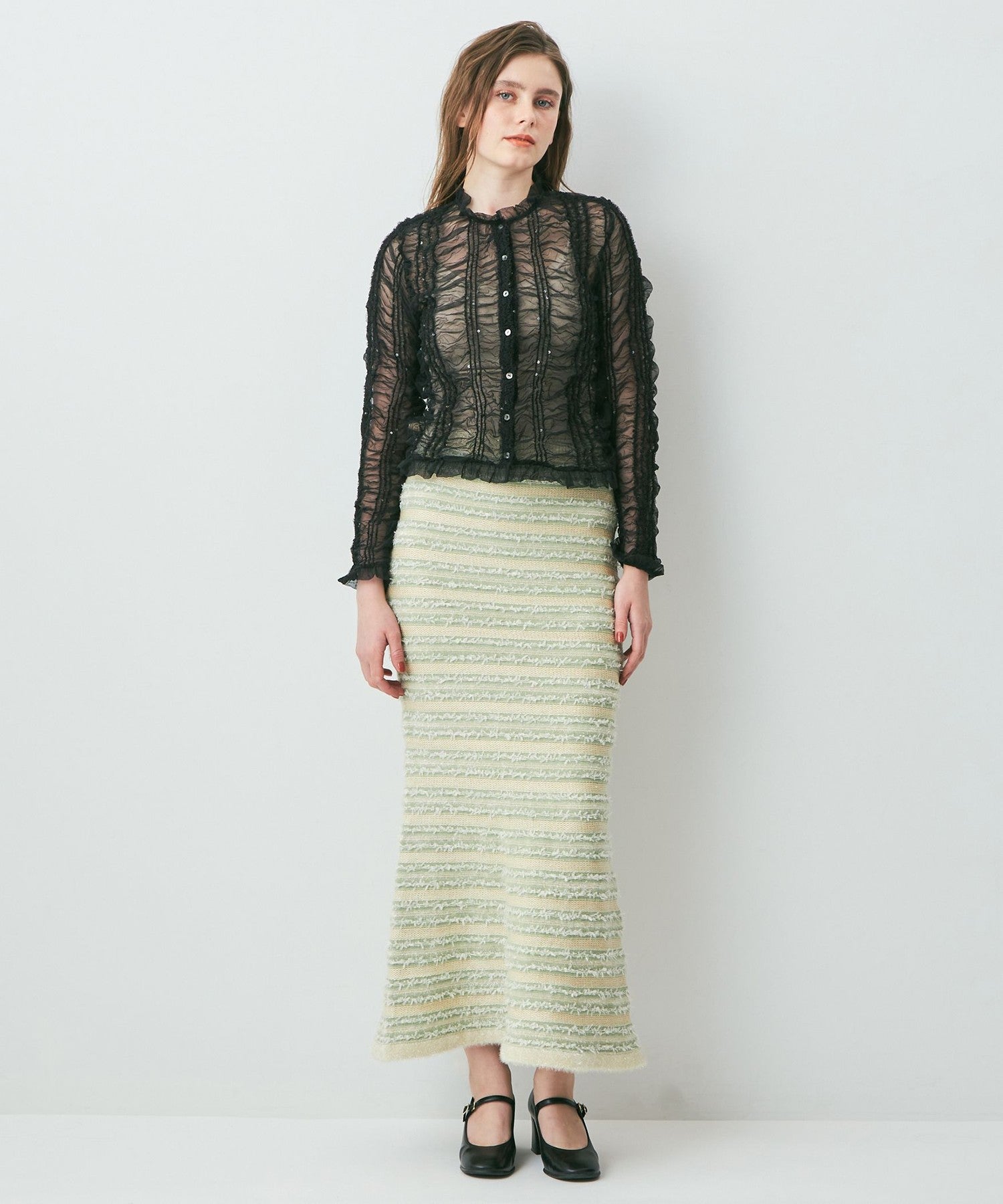 Sequined tulle blouse