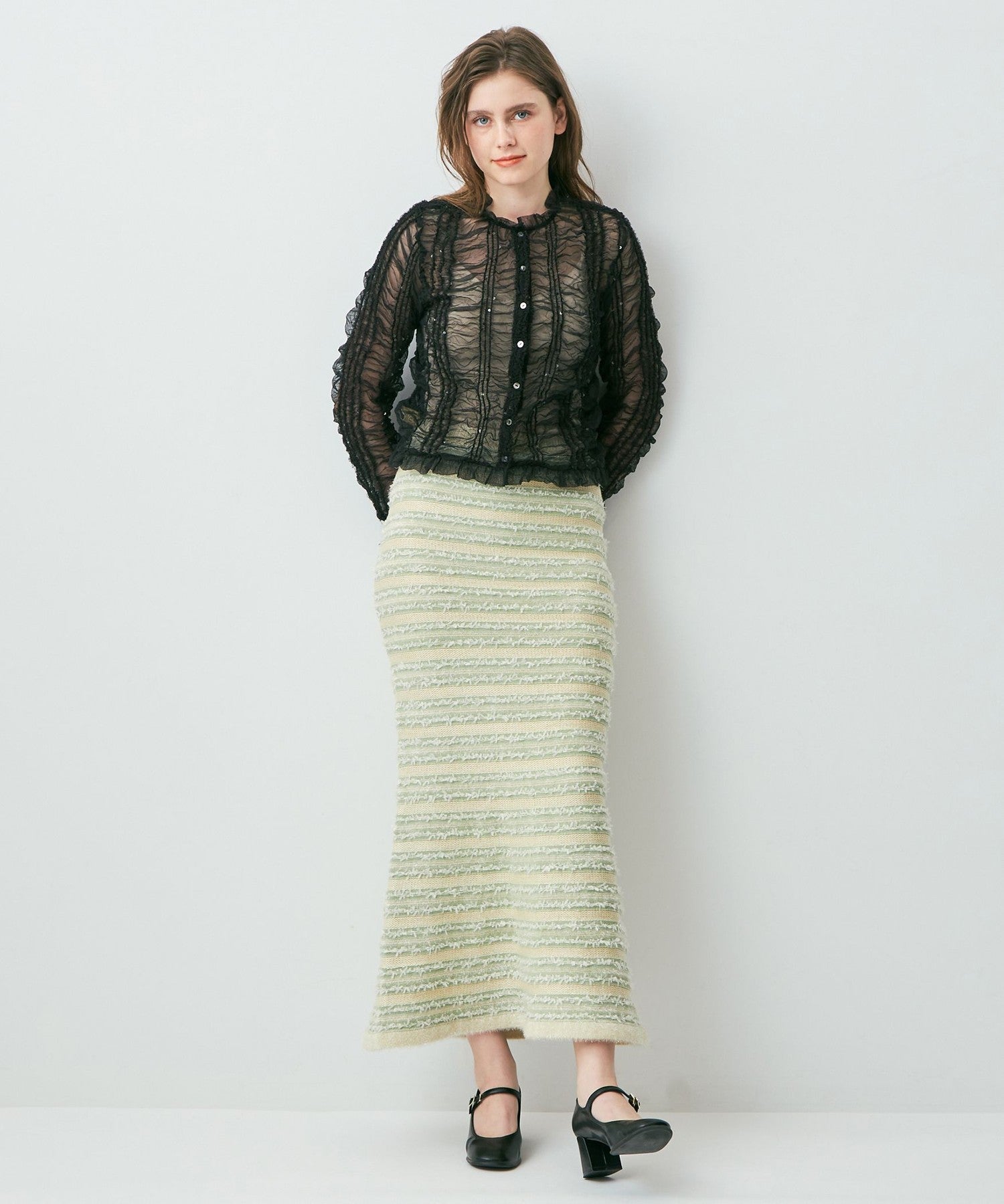 Sequined tulle blouse