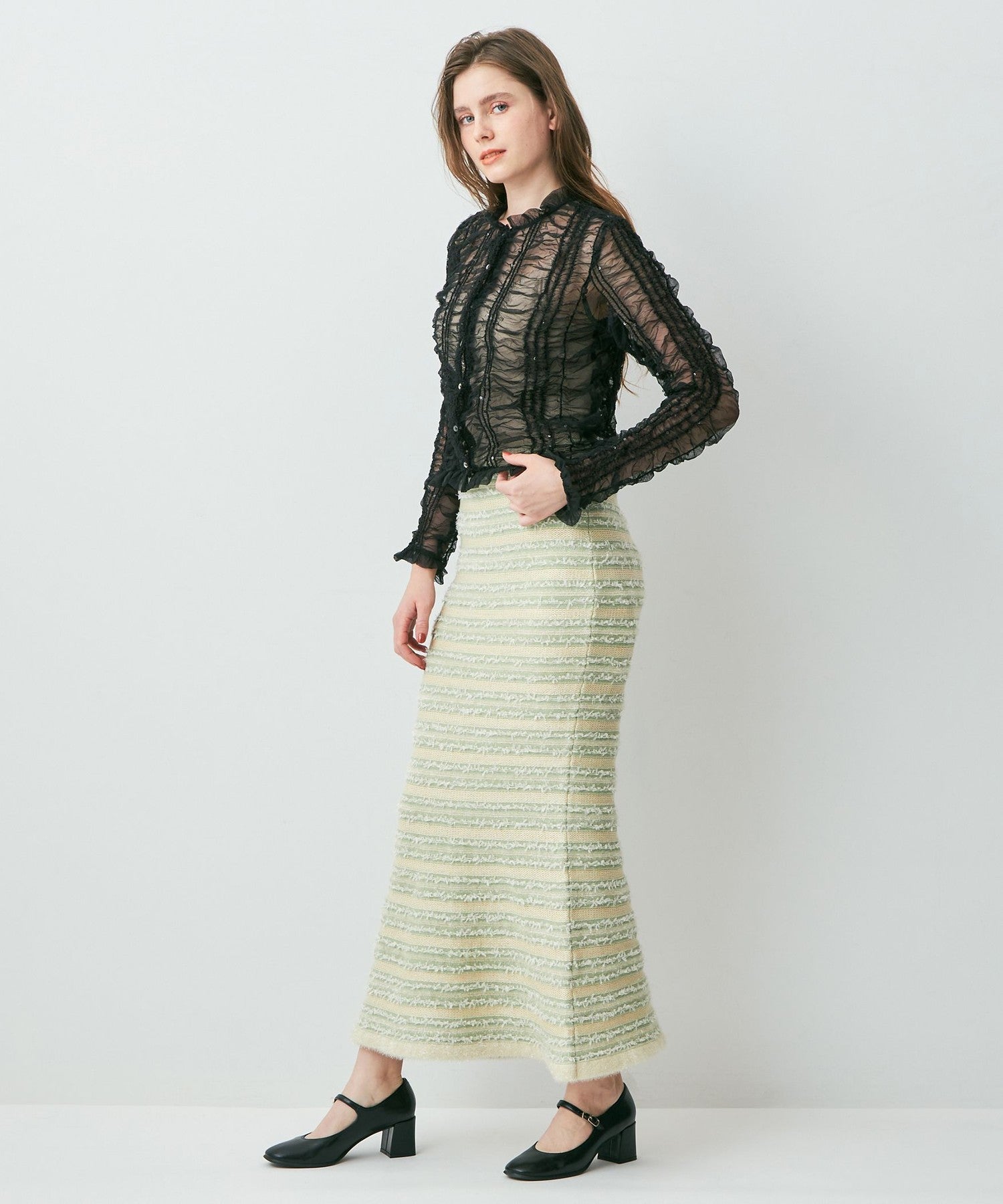 Sequined tulle blouse